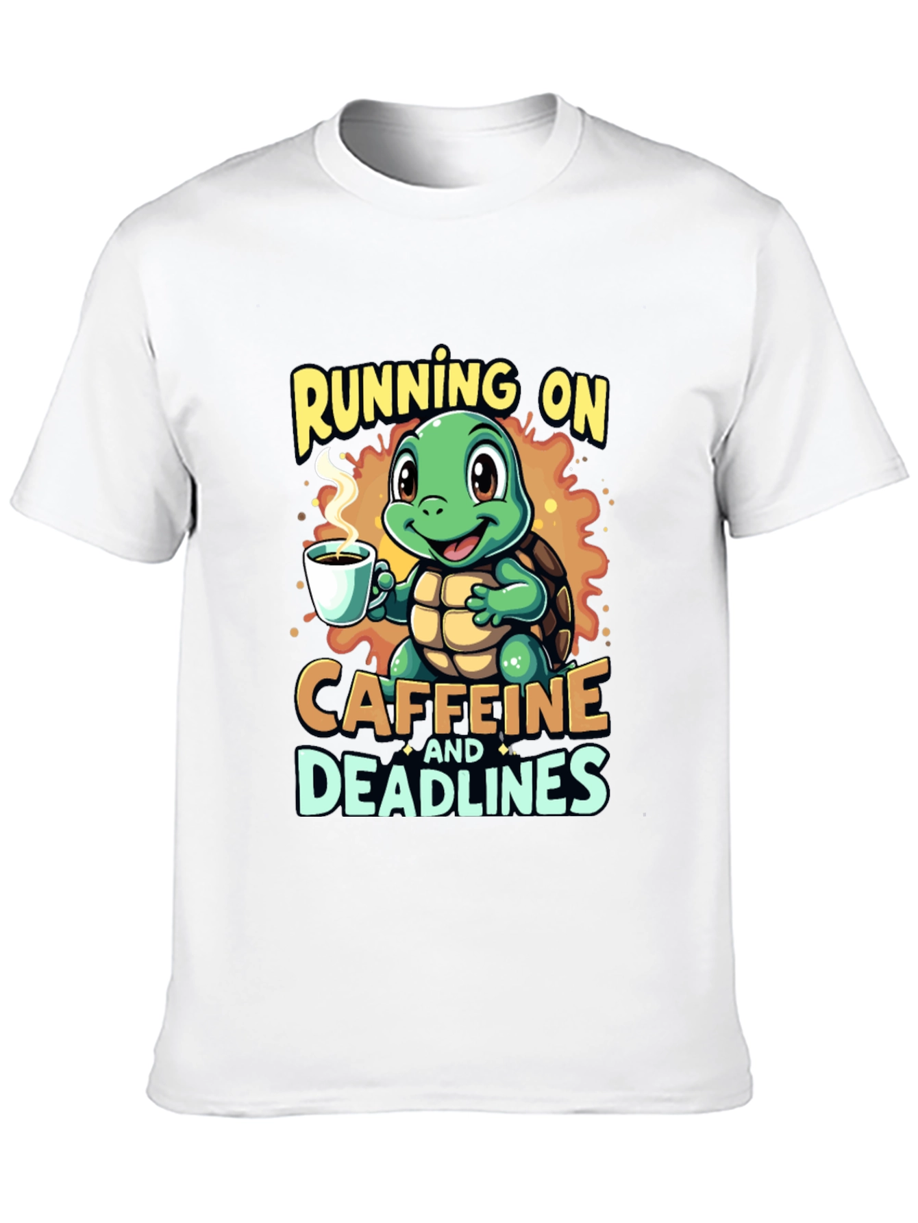 Black Caffeine Turtle T-Shirt - Running on Deadlines view 10