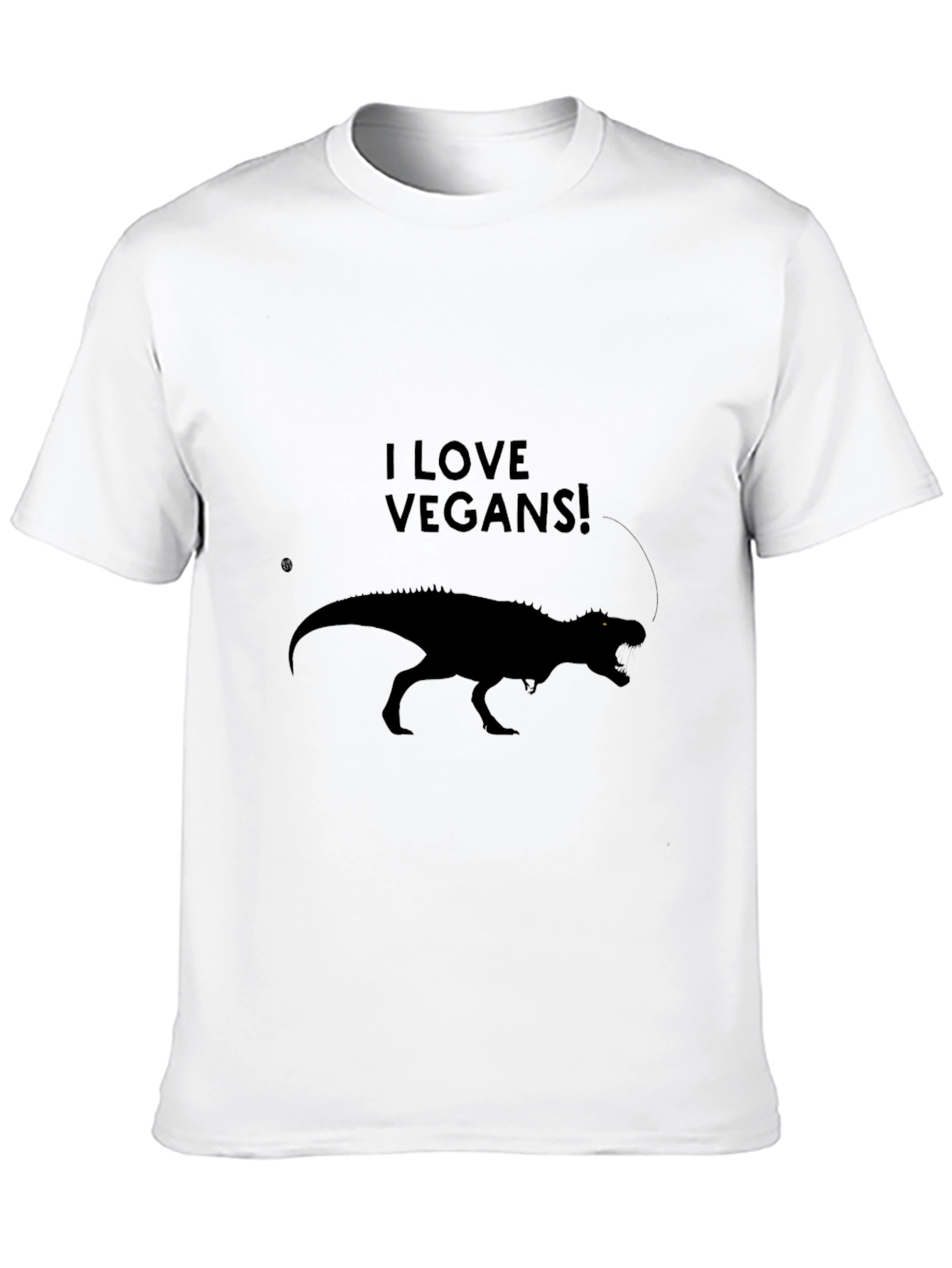Black I Love Vegans! Dinosaur T-Shirt view 10