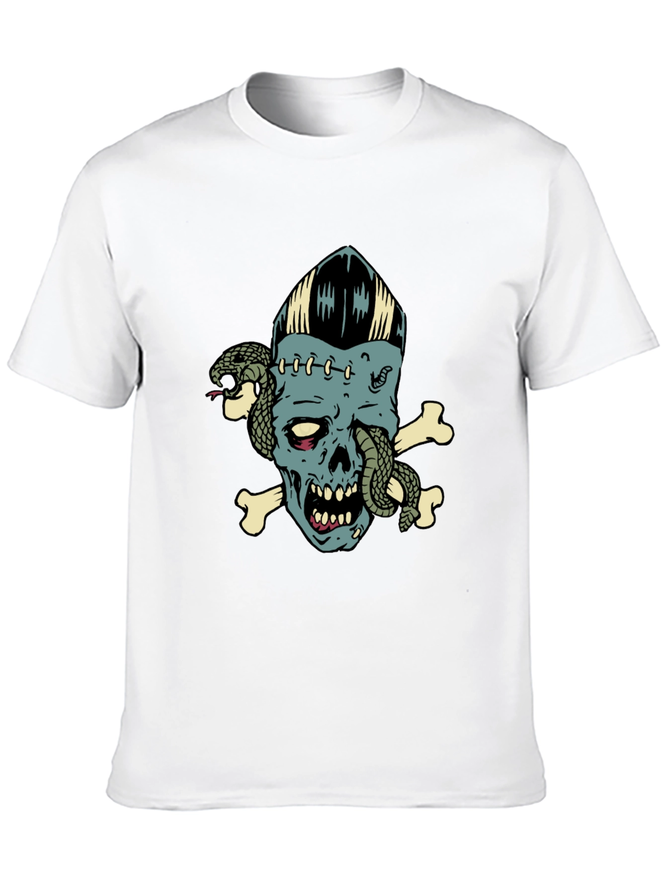 Black Skull & Snake Graphic Tee - Men's Black T-Shirt view 10