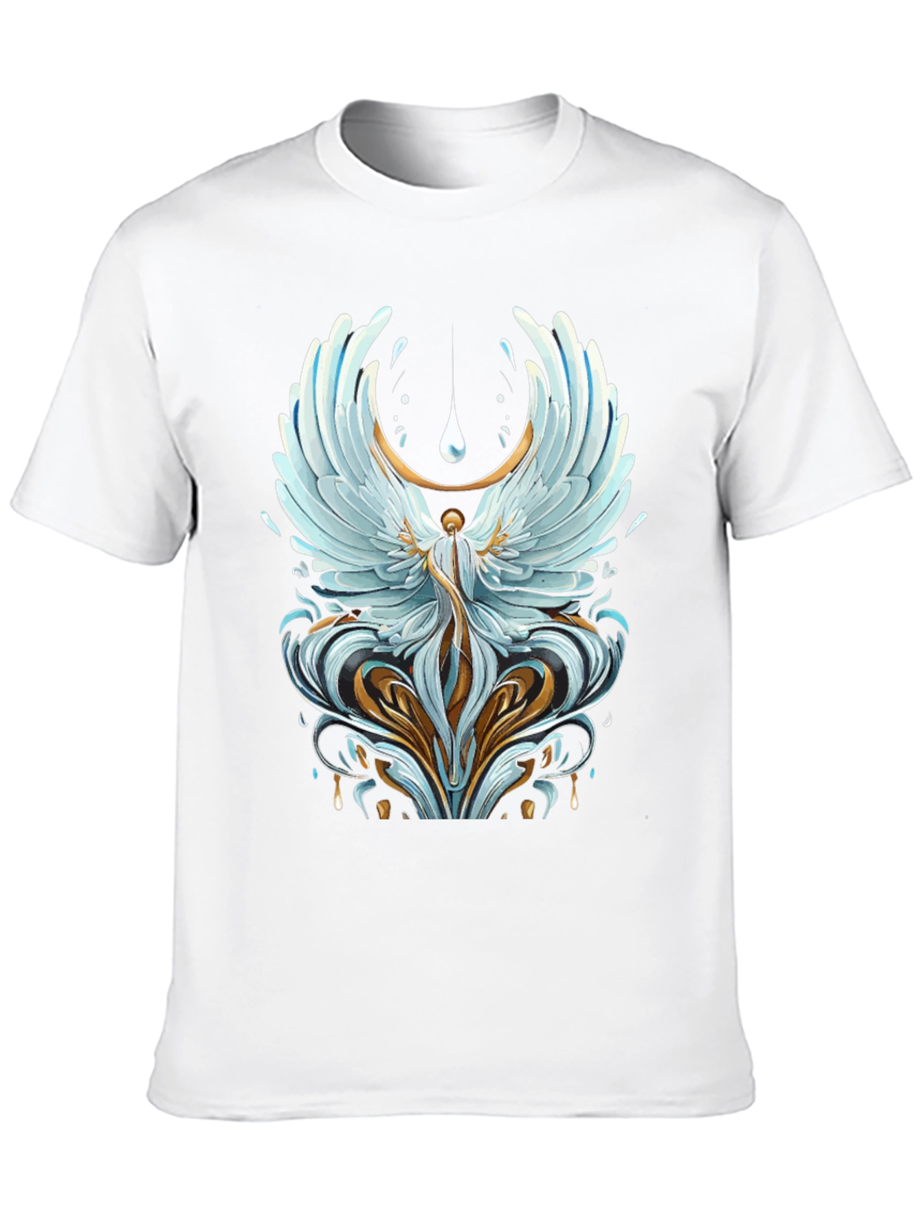 Black Winged Angel Graphic Print Black T-Shirt view 10