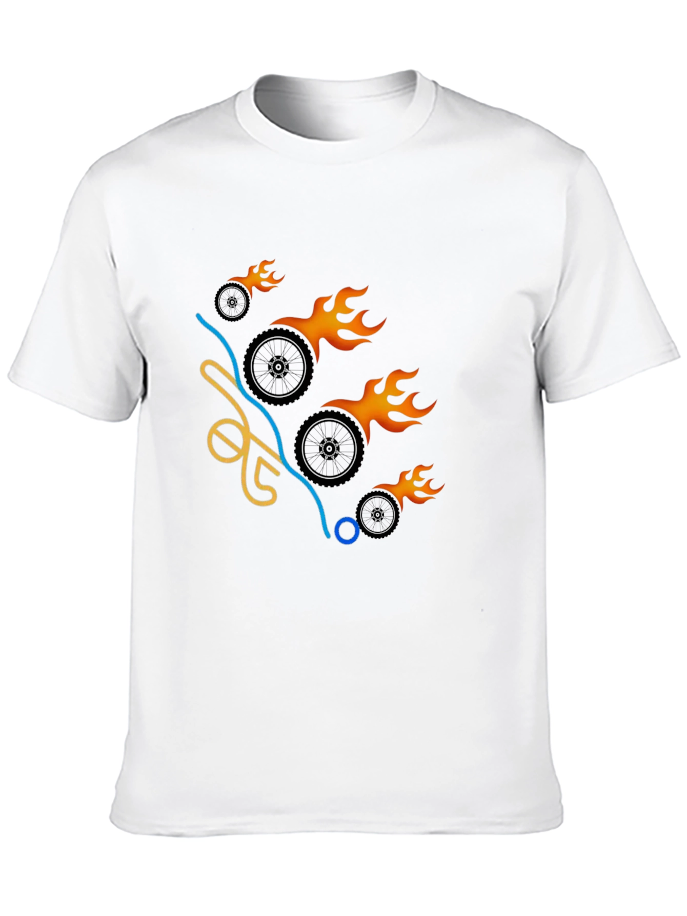 Black Flaming Wheels Graphic Tee - Cool & Casual view 10