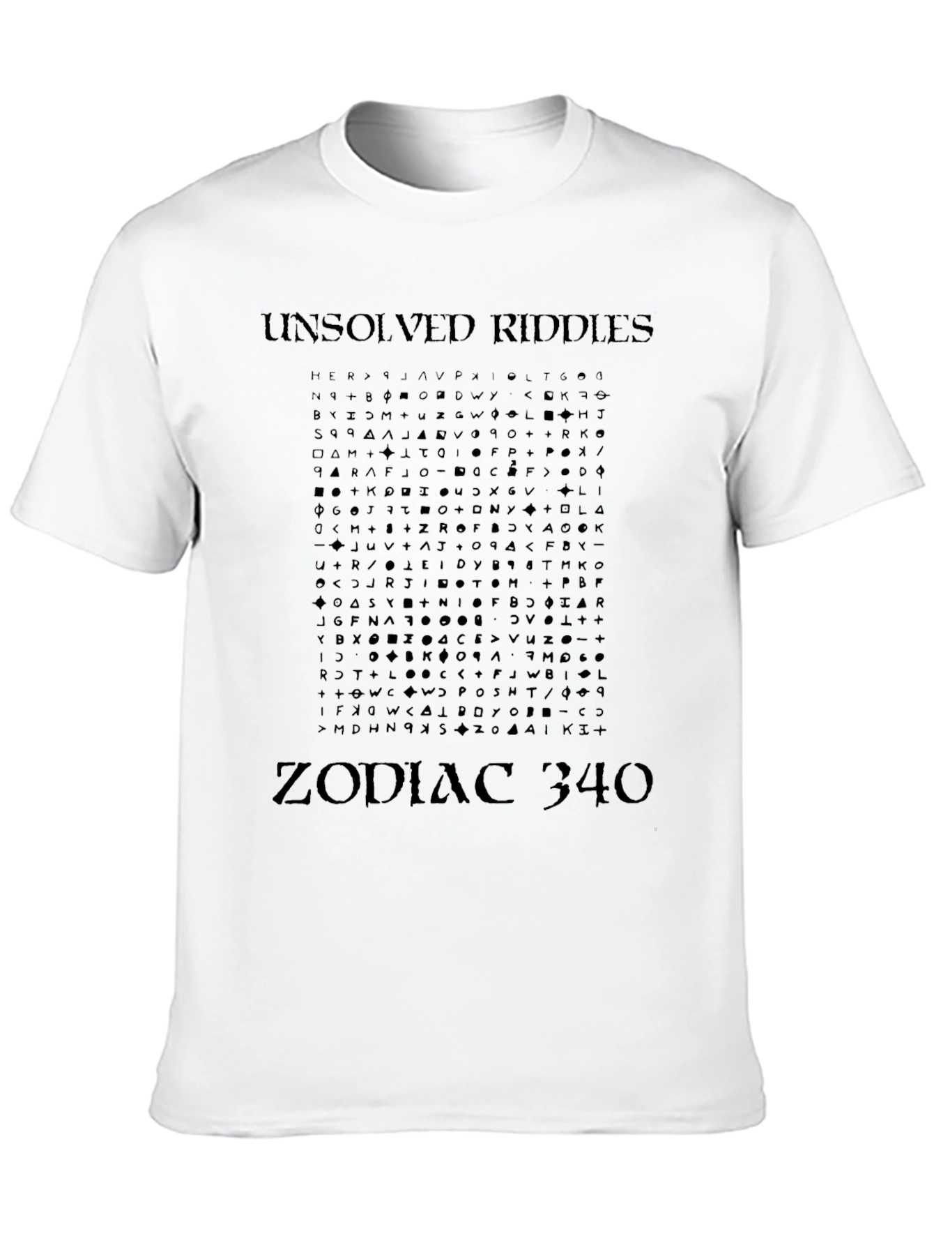 Black Unsolved Riddles Zodiac 340 Graphic T-Shirt view 10