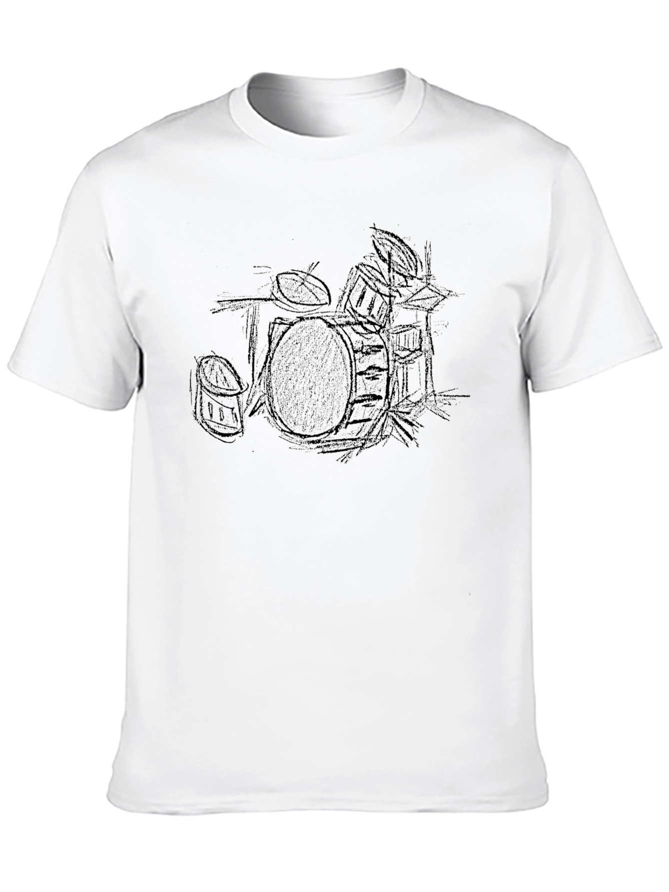 Black Drum Sketch Graphic Tee - Black Cotton T-Shirt view 10