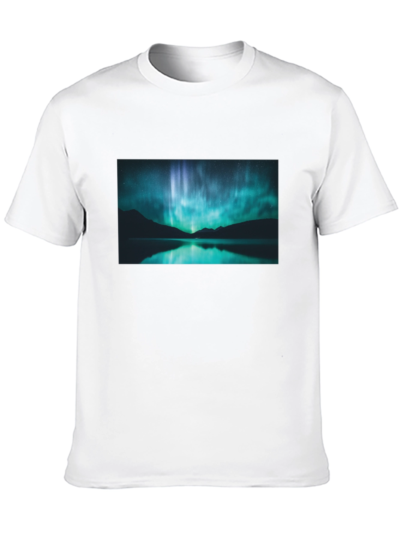 Black Aurora Borealis Graphic Tee - Midnight Lake view 10