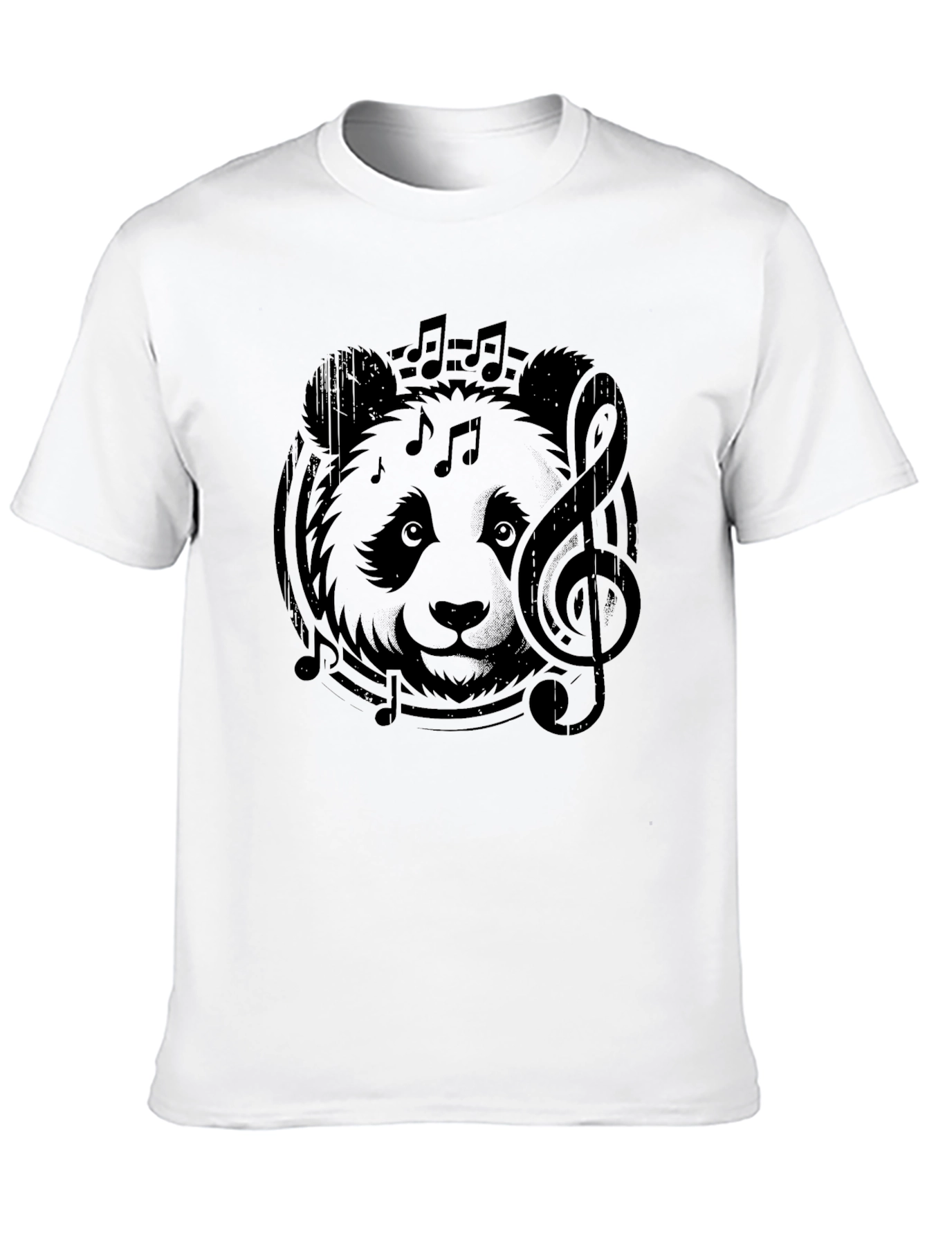 Black Musical Panda Graphic Tee - Cool Black Cotton T-Shirt view 10