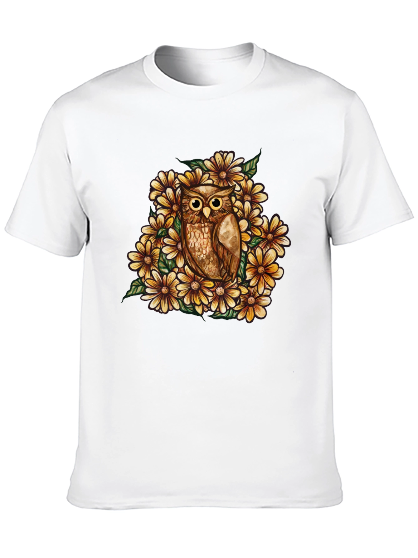 Black Owl & Floral Graphic Black T-Shirt view 10