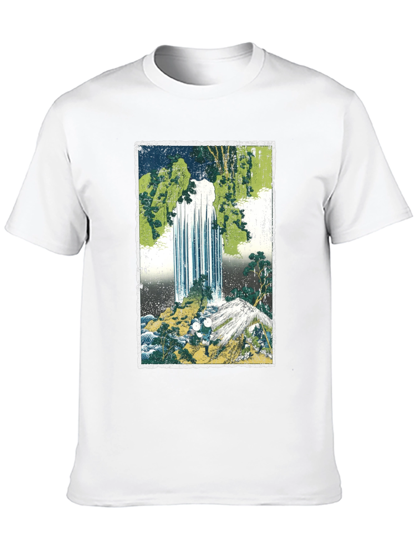 Black Waterfall Graphic Tee - Men's Black Cotton T-Shirt view 10