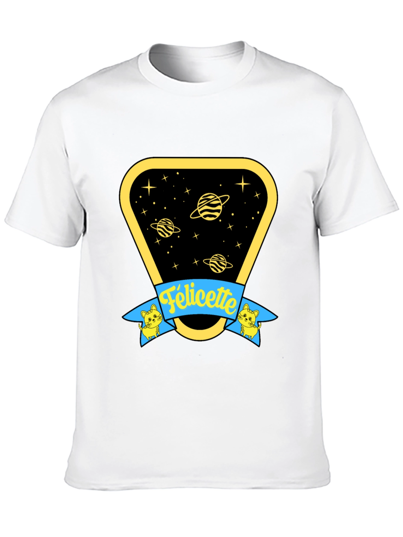 Black Felicette Cat Space T-Shirt - Unisex Cotton Tee view 10