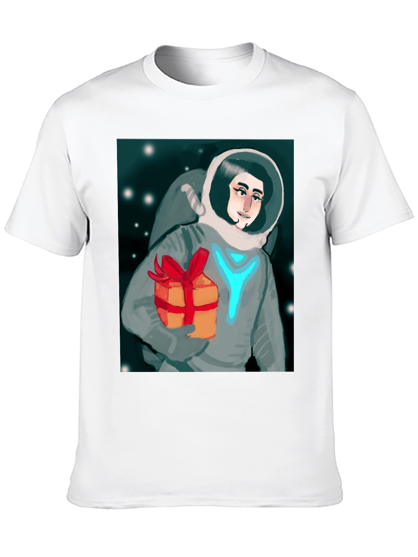 Black Astronaut with Gift Graphic Tee - Black Cotton T-Shirt view 10