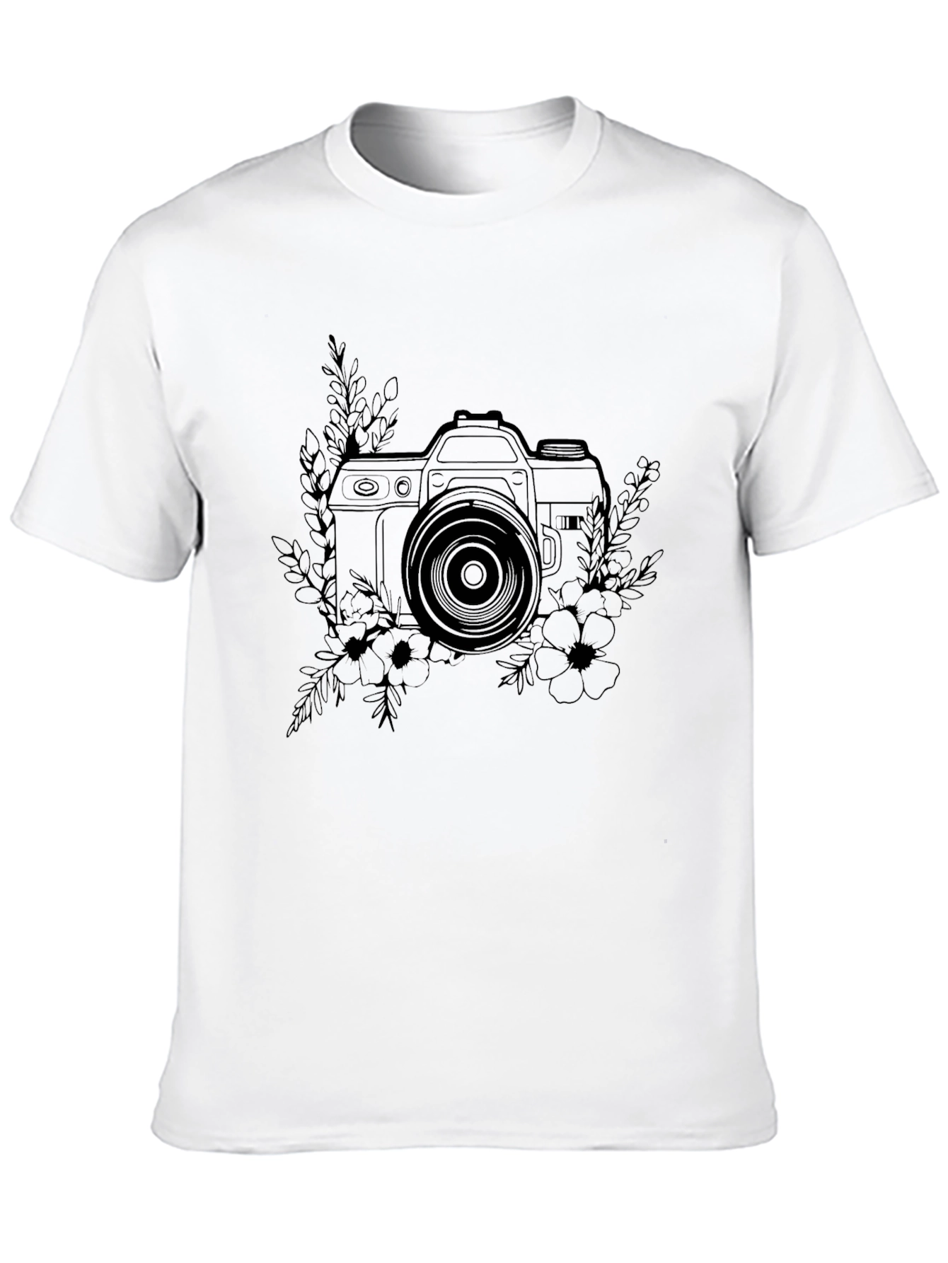 Black Floral Camera Graphic T-Shirt view 10