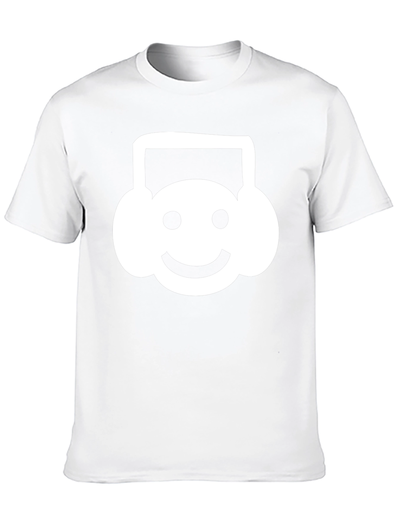 Black Smiley Headphone T-Shirt - Black Cotton Tee view 10