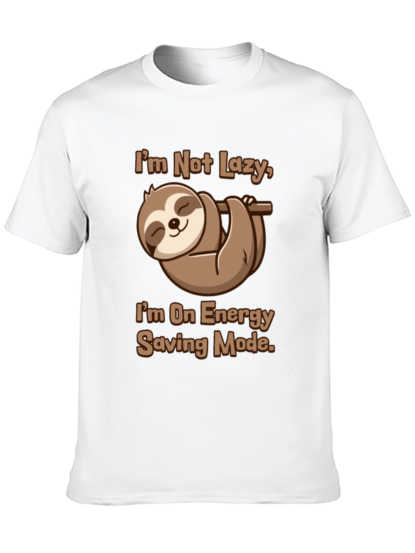 Black Funny Sloth Energy Saving Mode Graphic Tee view 10