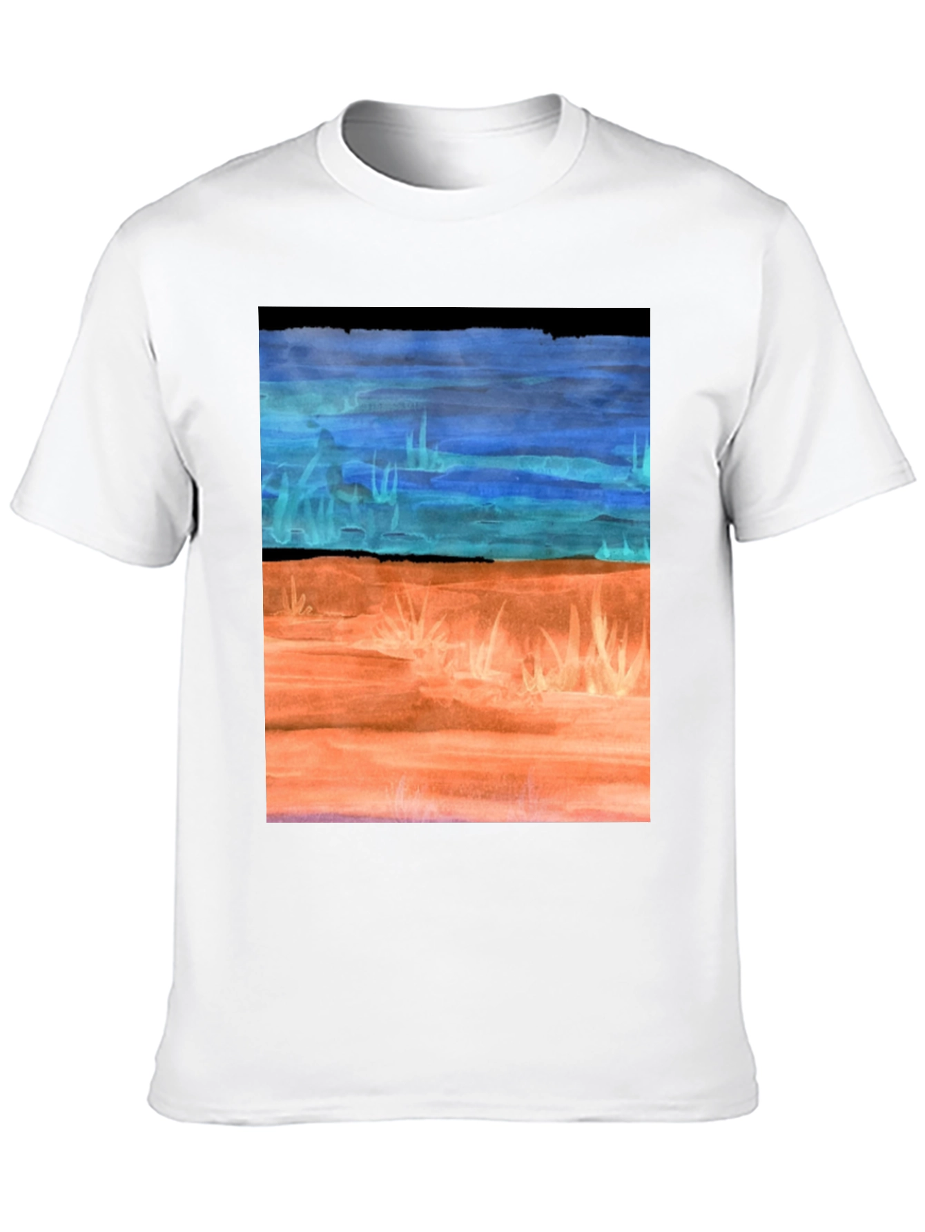 Black Watercolor Landscape T-Shirt - Artsy Graphic Tee view 10