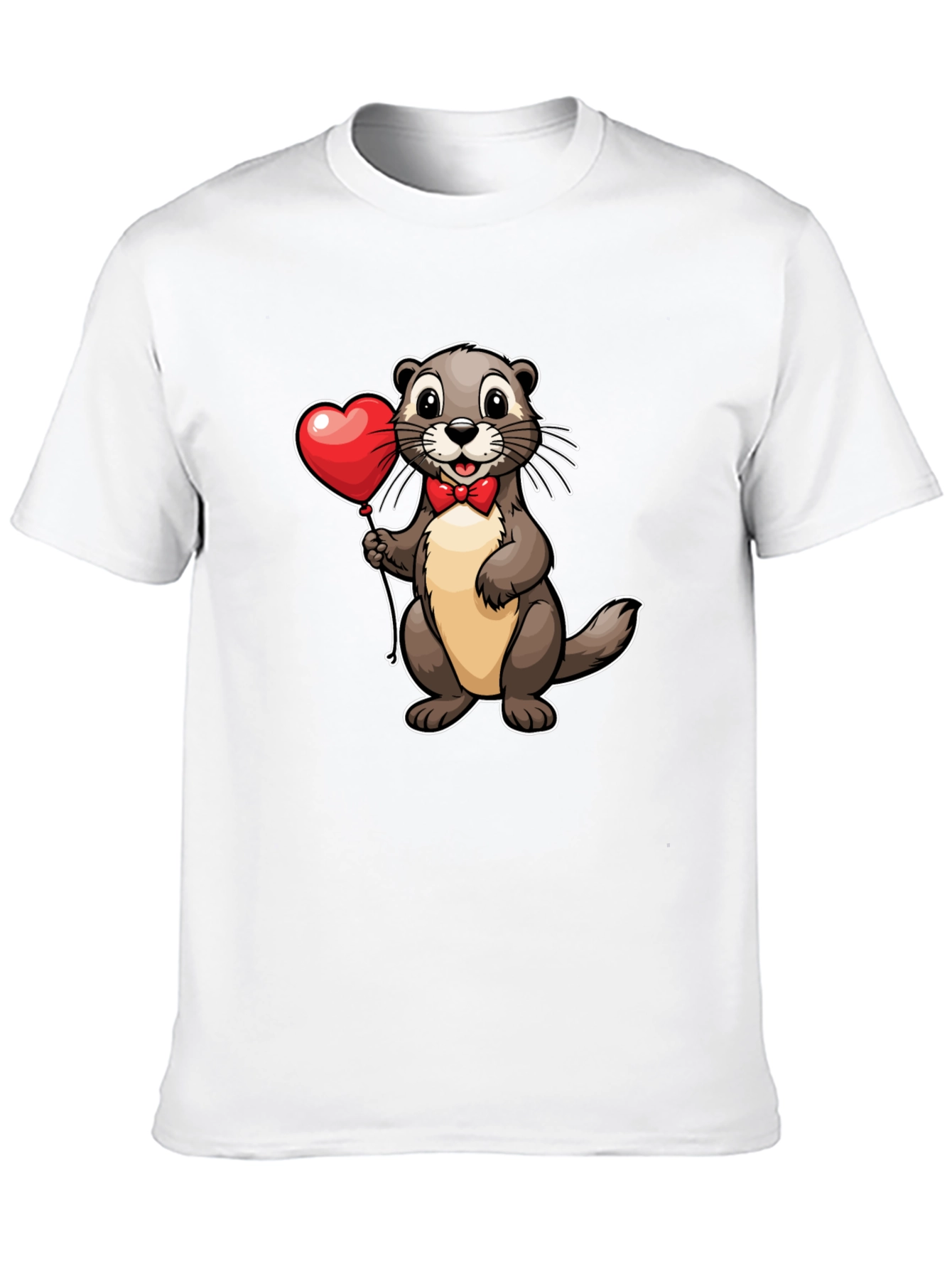 Black Otter with Heart Balloon T-Shirt - Valentine's Day Tee view 10