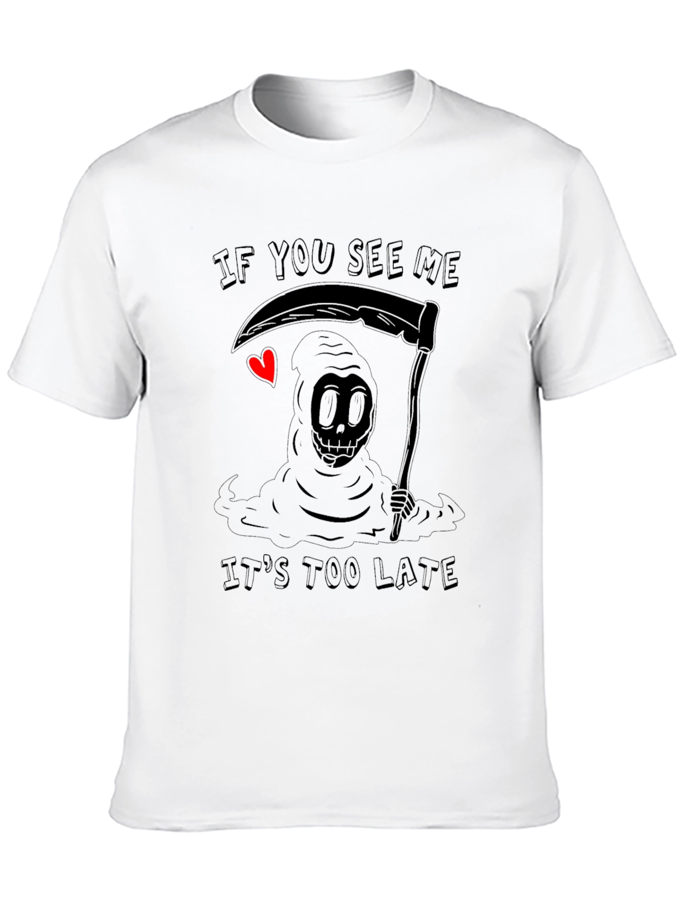 Black Grim Reaper Graphic Tee - If You See Me, It's Too Late view 10