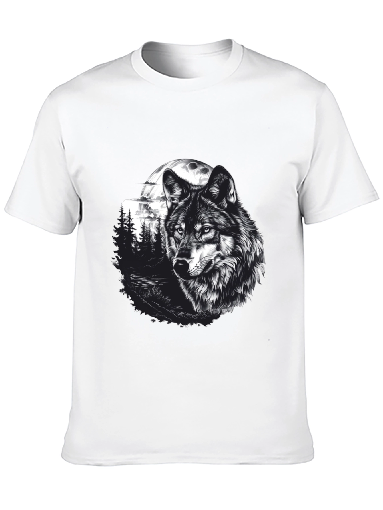 Black Wolf Moon Graphic Tee - Black Cotton T-Shirt view 10