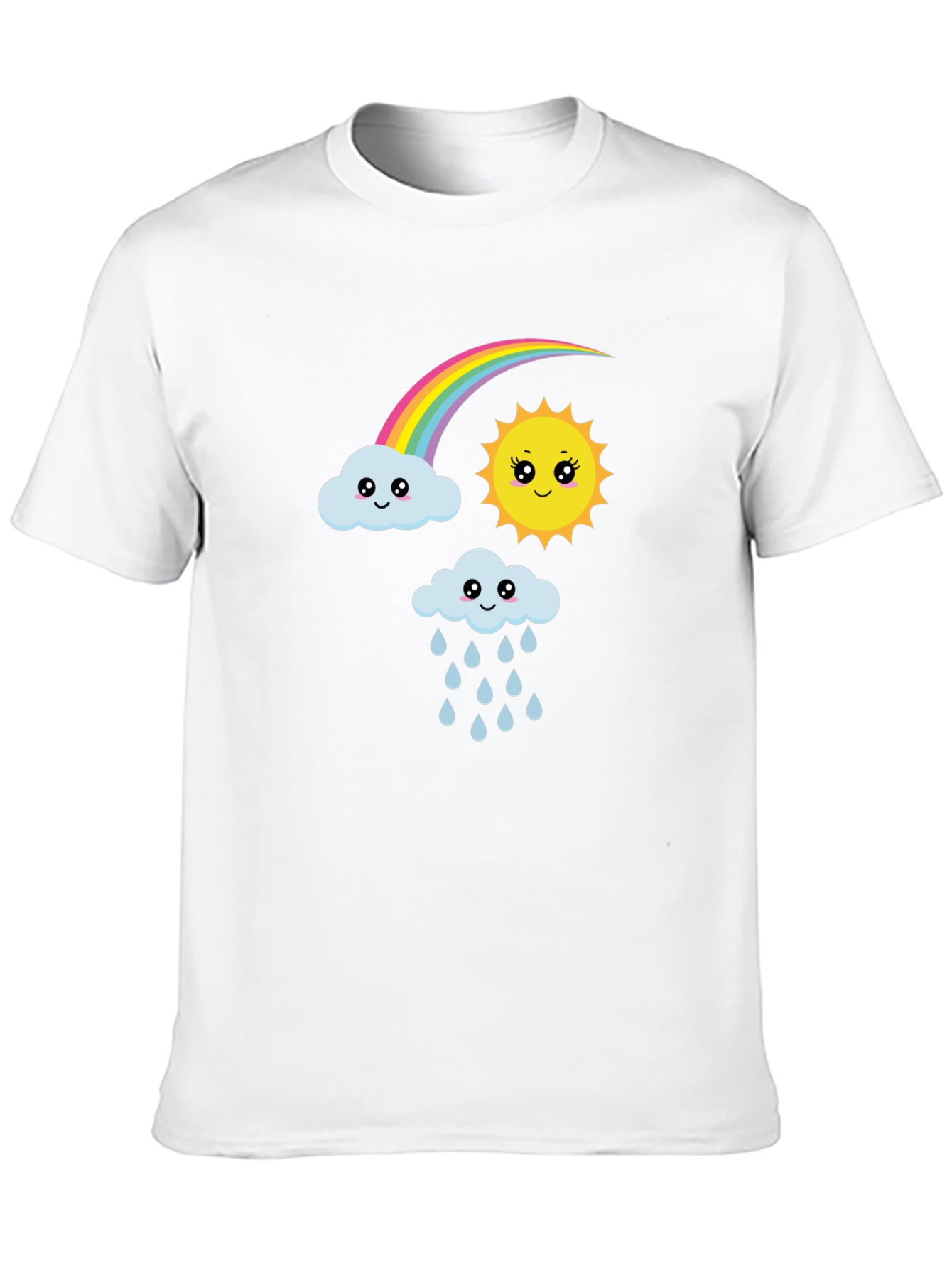 Black Cute Cartoon Weather Graphic Black T-Shirt view 10