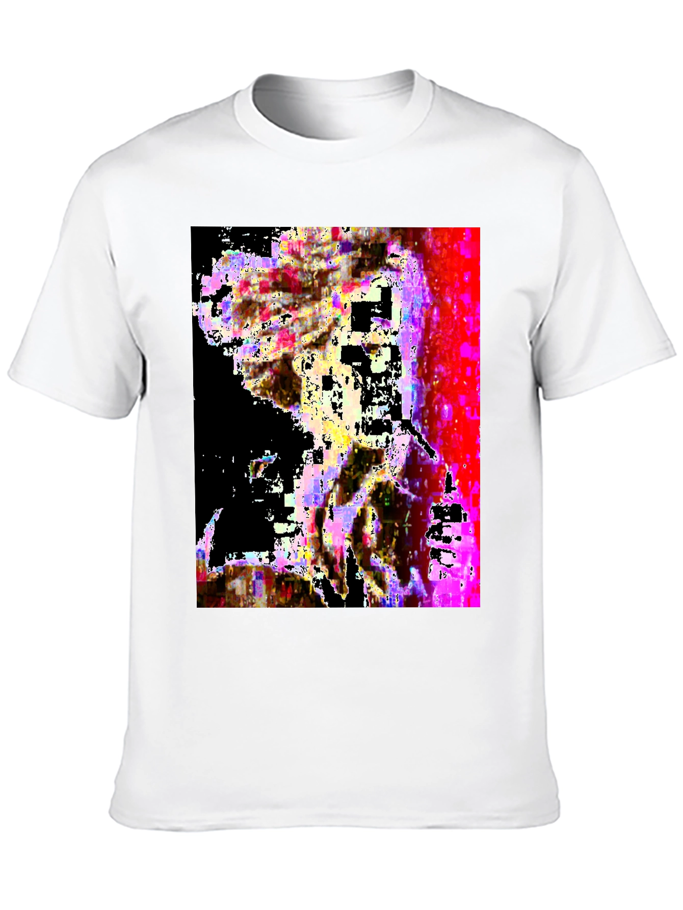 Black Abstract Glitch Art Black T-Shirt view 10