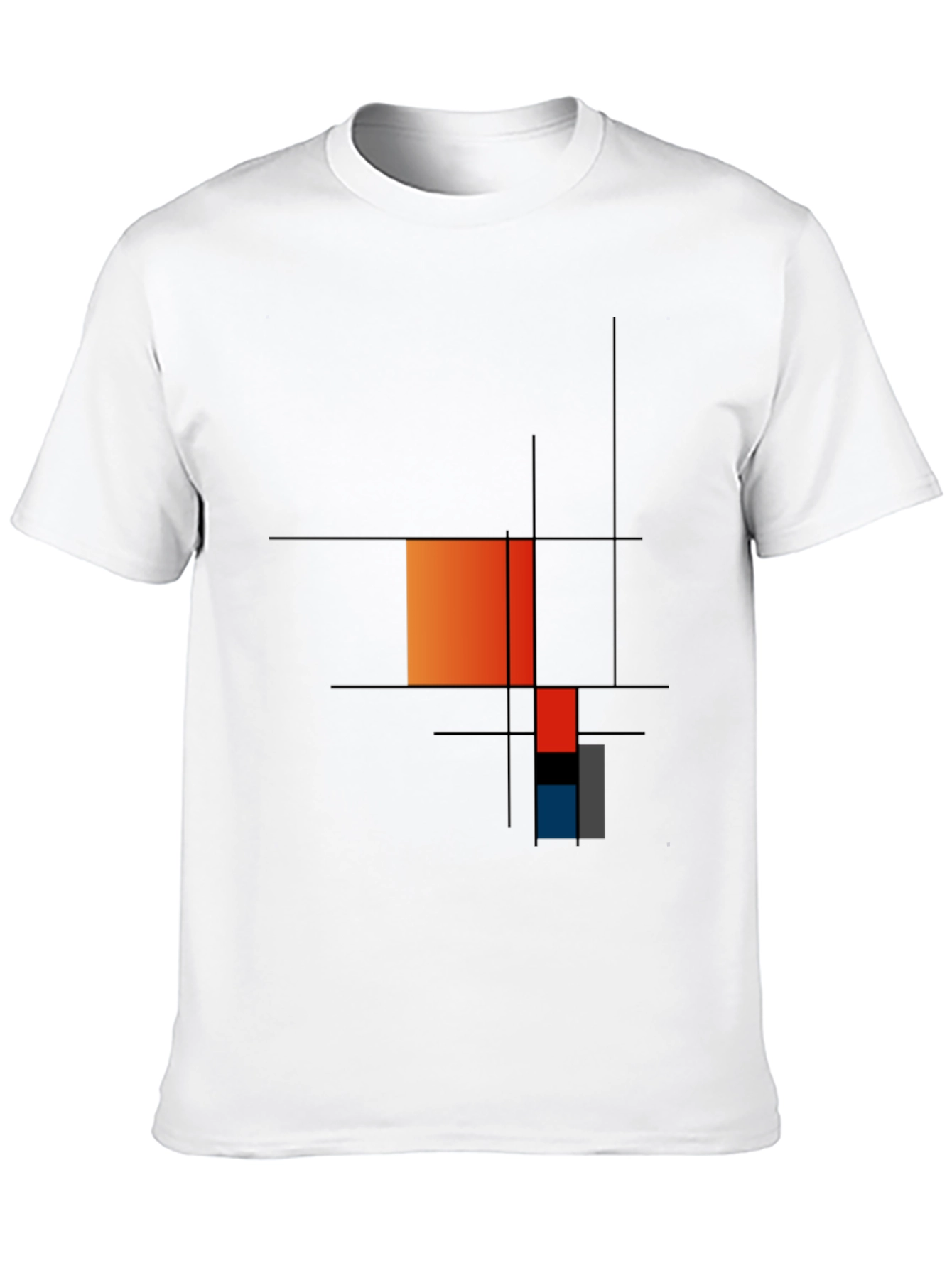 Black Modern Art Graphic Tee - Geometric Mondrian Style view 10