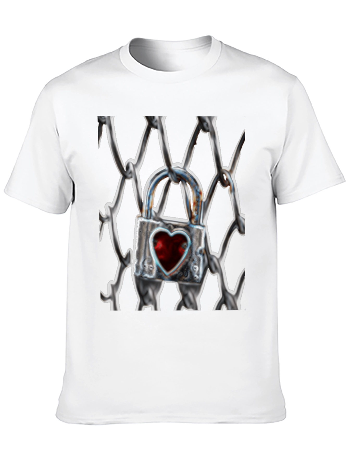 Black Heart Lock on Chains T-Shirt view 10