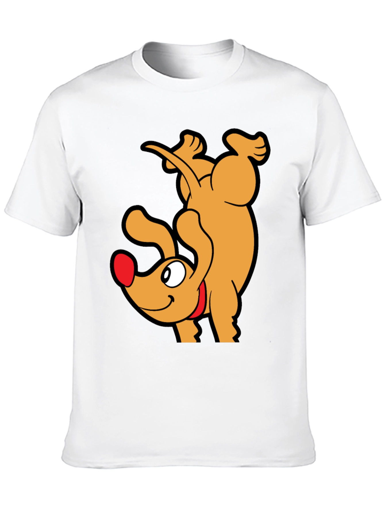 Black Upside Down Dog Cartoon Graphic T-Shirt view 10