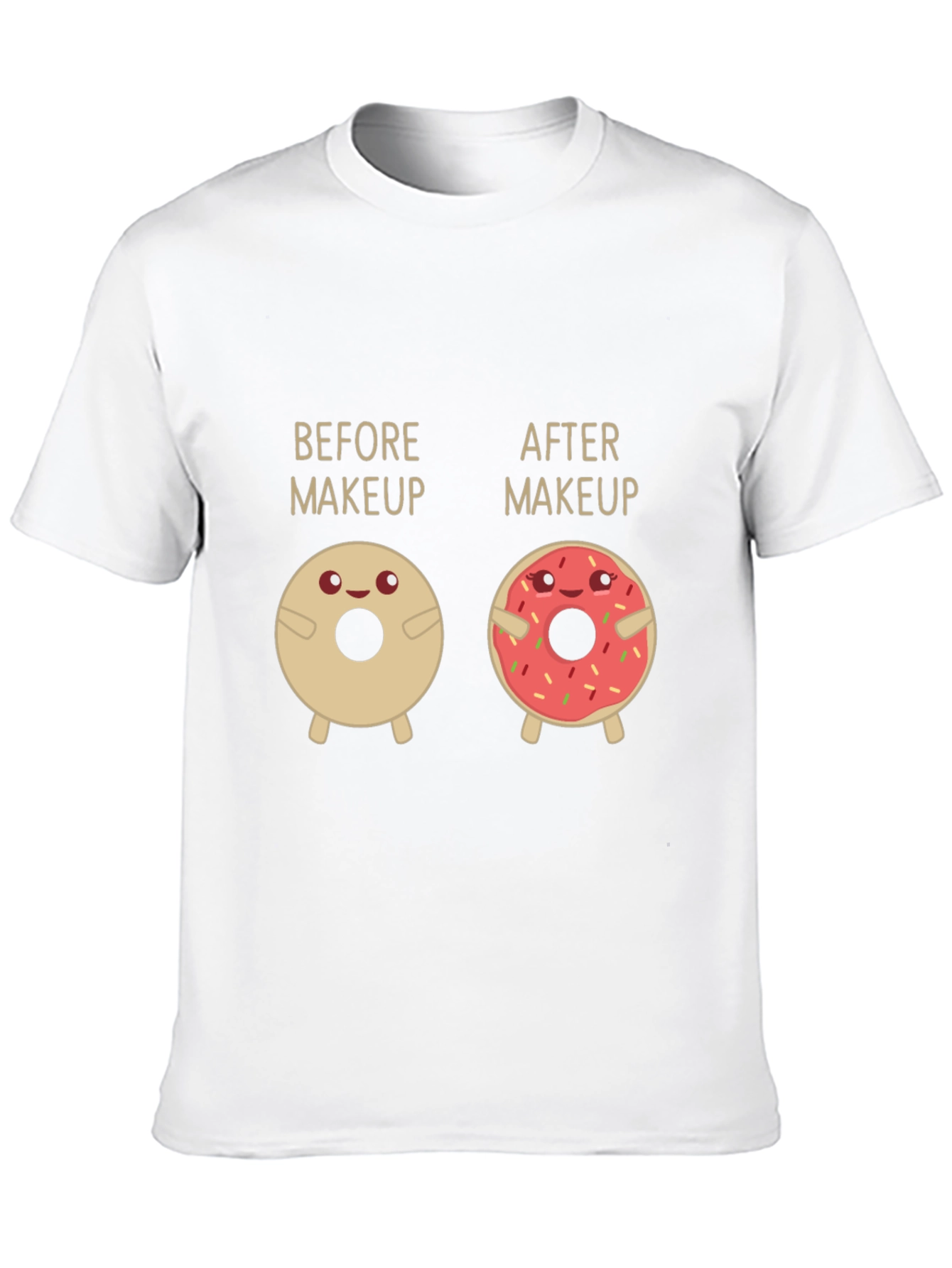 Black Before & After Makeup Donut Funny T-Shirt view 10