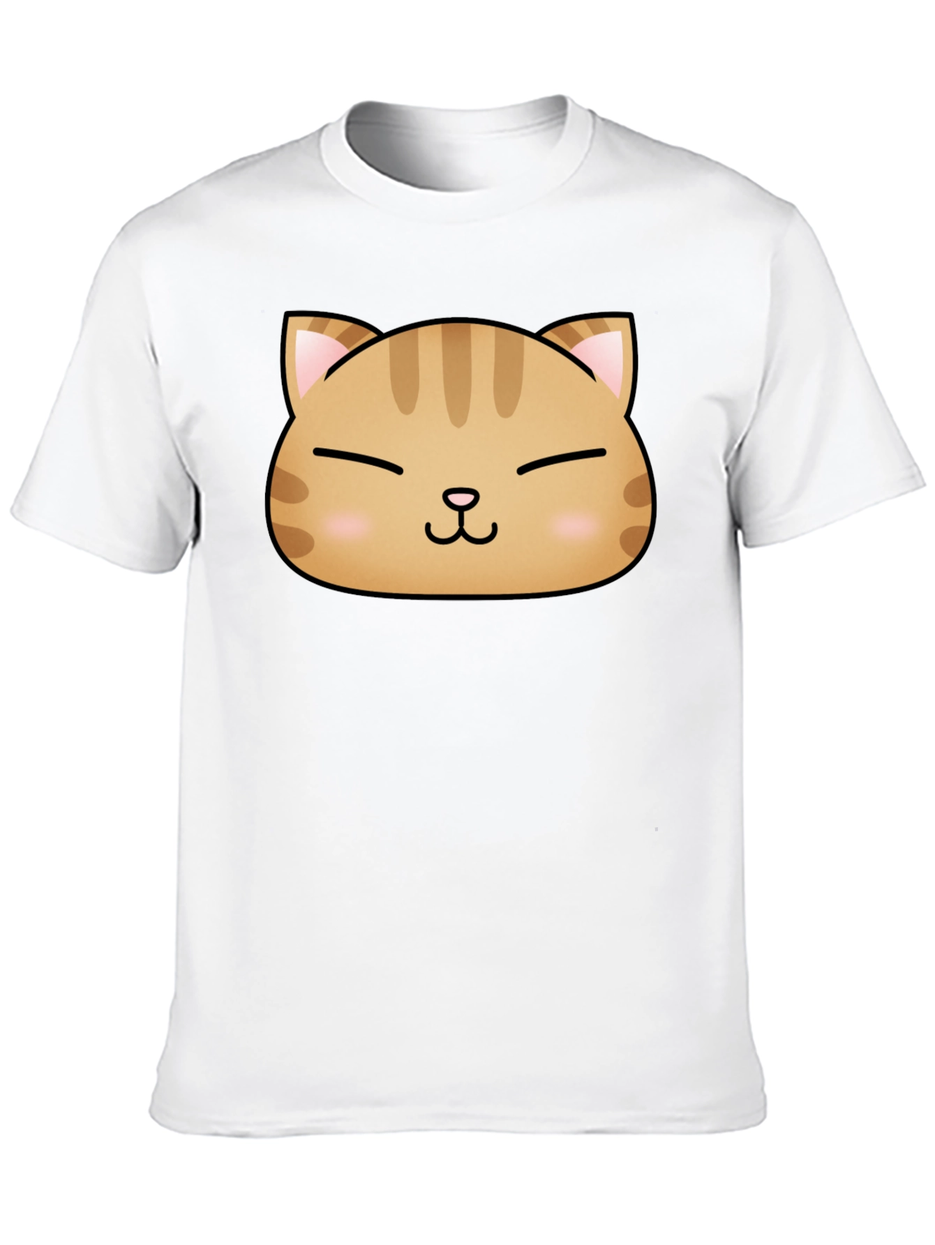 Black Cute Cat Face Graphic Print Black T-Shirt view 10