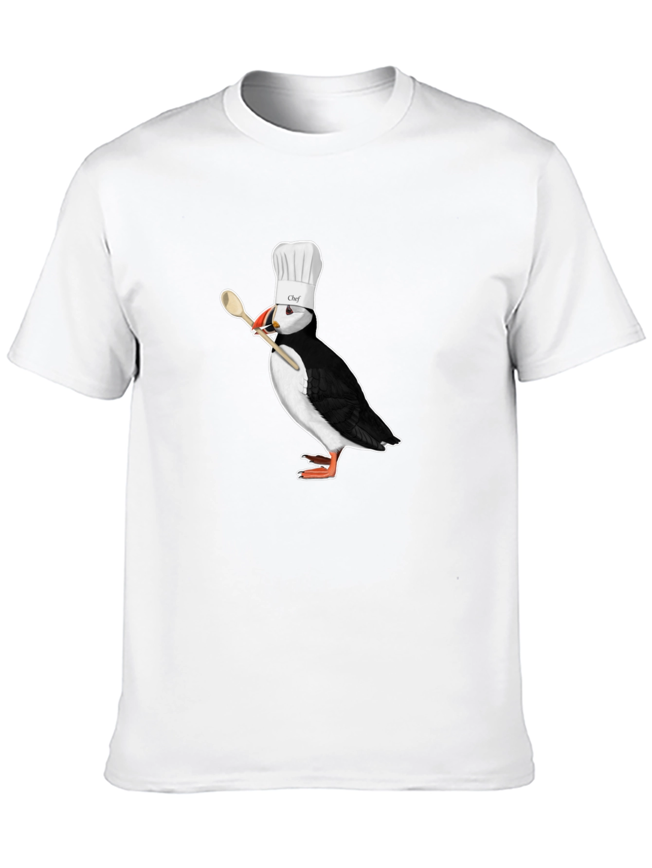 Black Chef Puffin T-Shirt - Black Cotton Tee view 10
