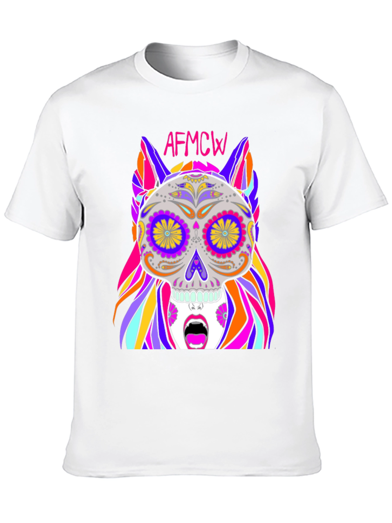 Black Colorful Sugar Skull Graphic Tee - Unique Design view 10
