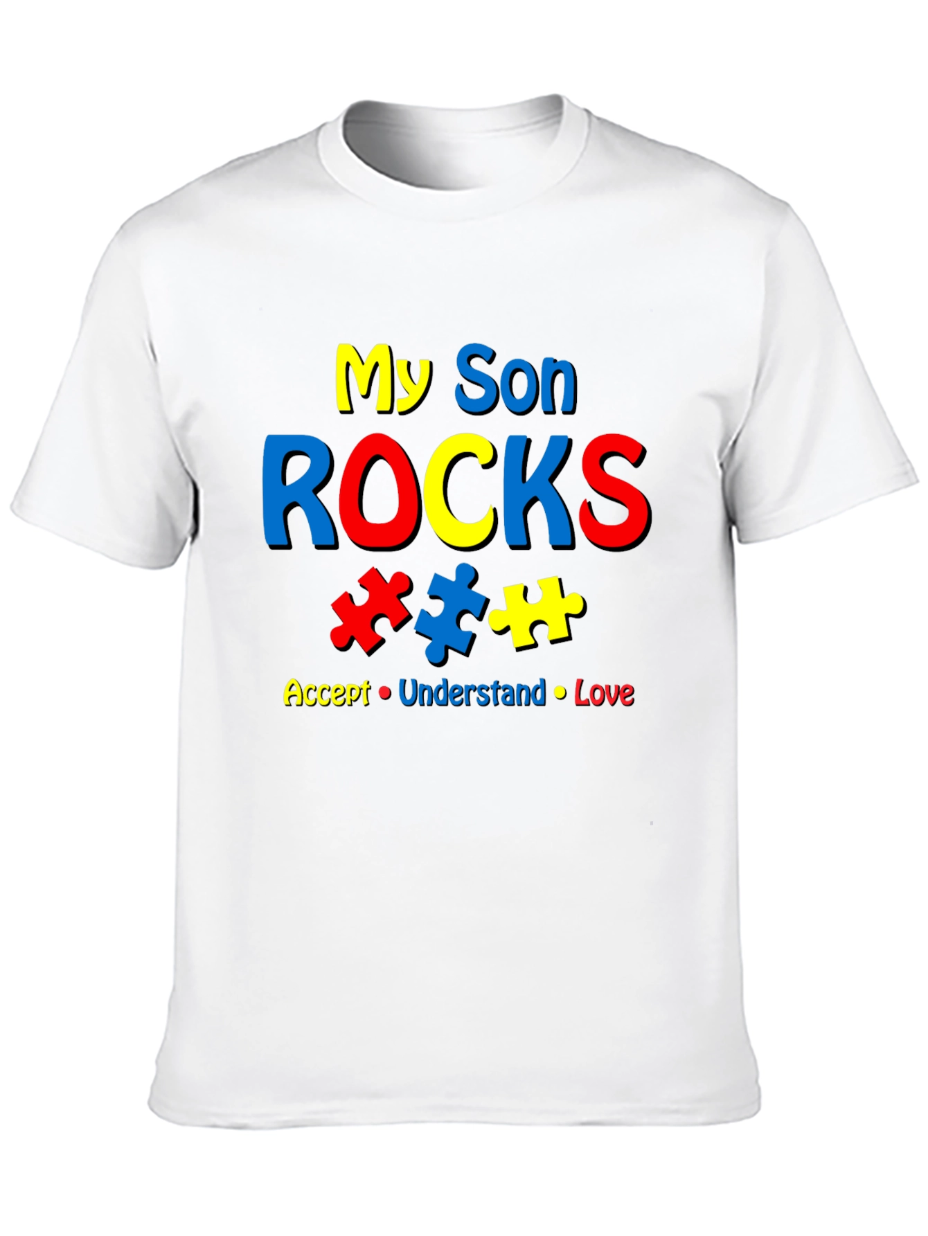 Black My Son Rocks Autism Awareness T-Shirt view 10