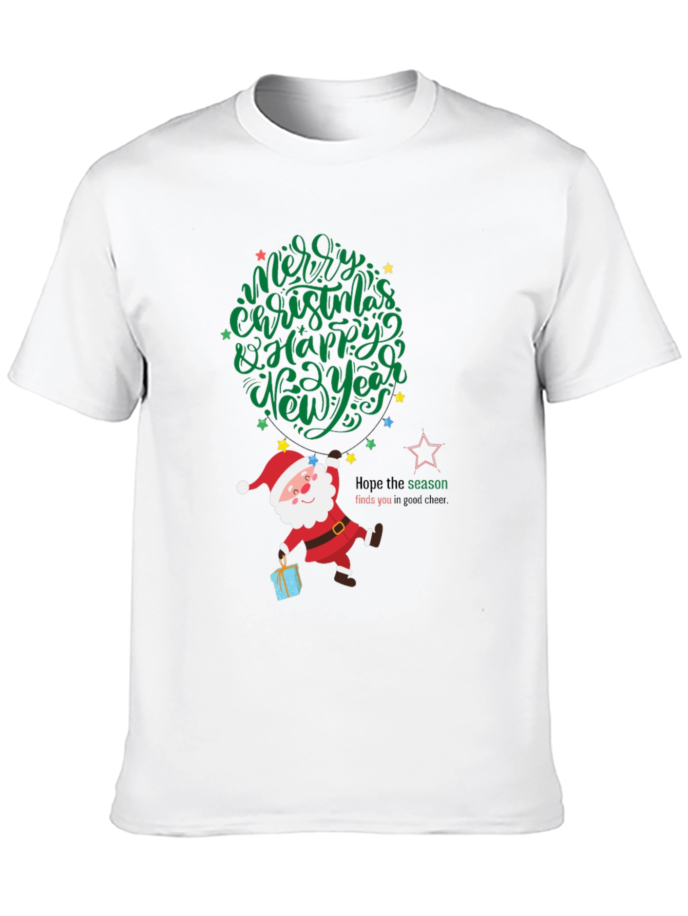 Black Festive Santa Graphic Tee - Merry Christmas & Happy New Year view 10