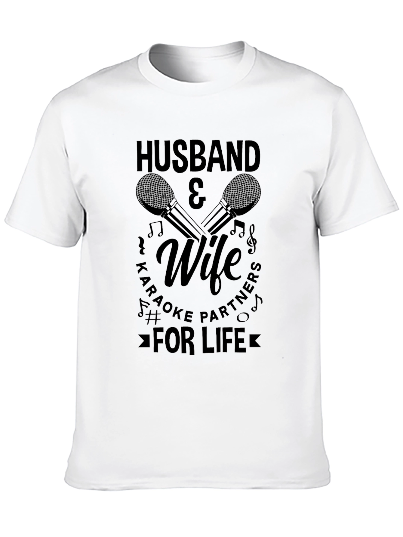 Black Husband & Wife Karaoke Partners T-Shirt view 10