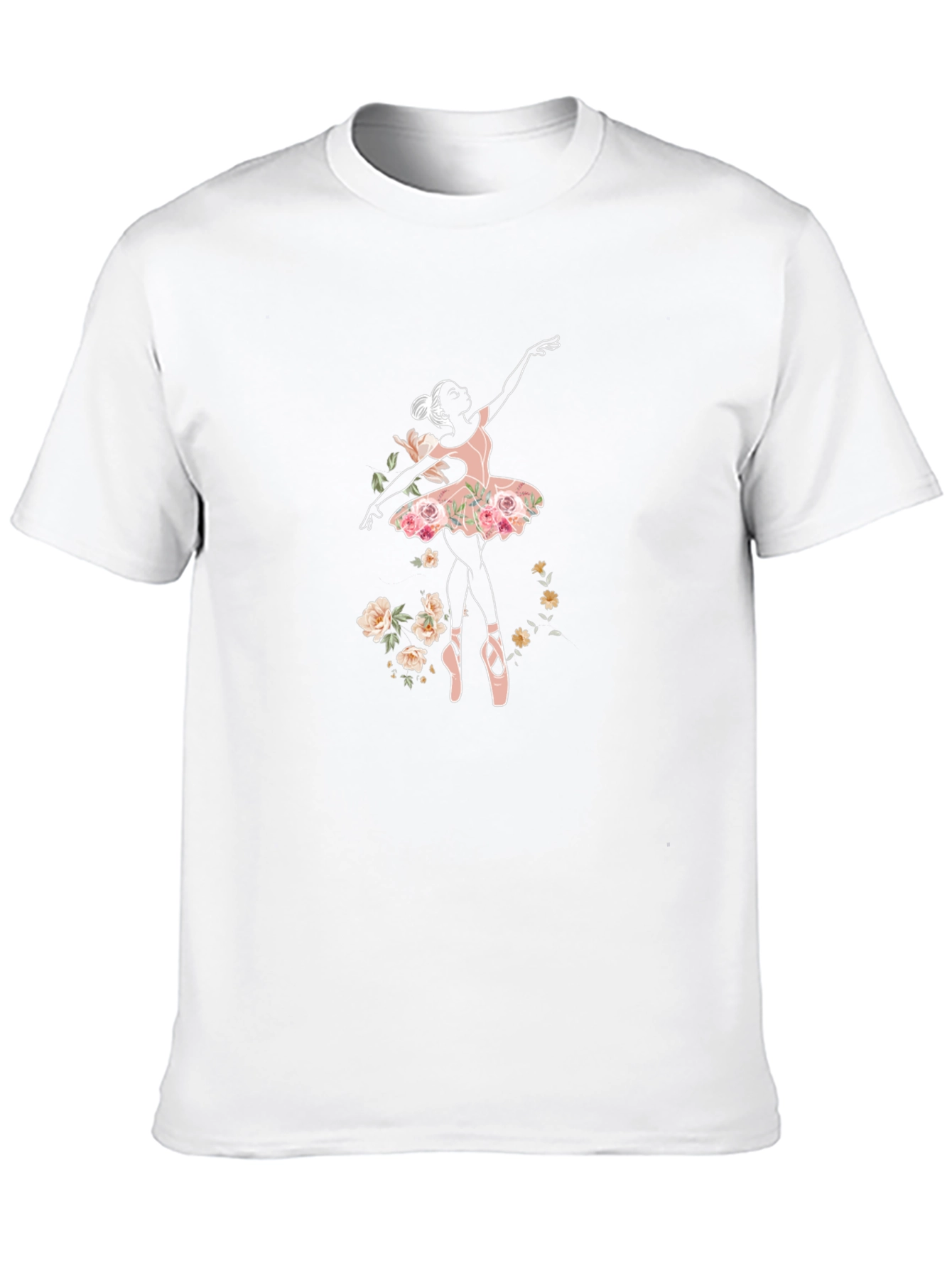 Black Floral Ballerina Graphic Tee - Black Cotton Comfort view 10