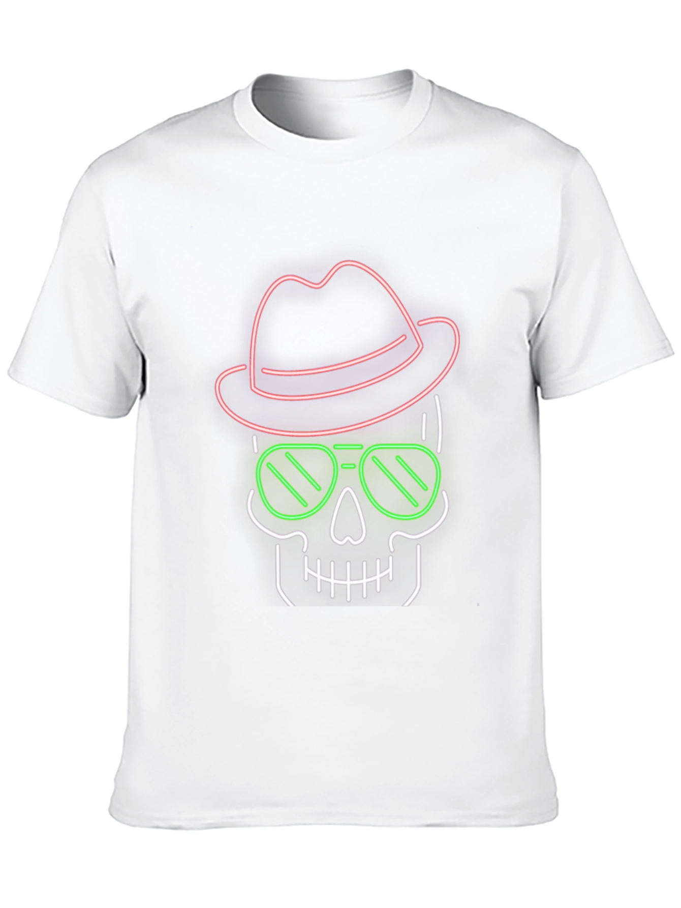 Black Neon Skull T-Shirt - Hat & Sunglasses Graphic Tee view 10