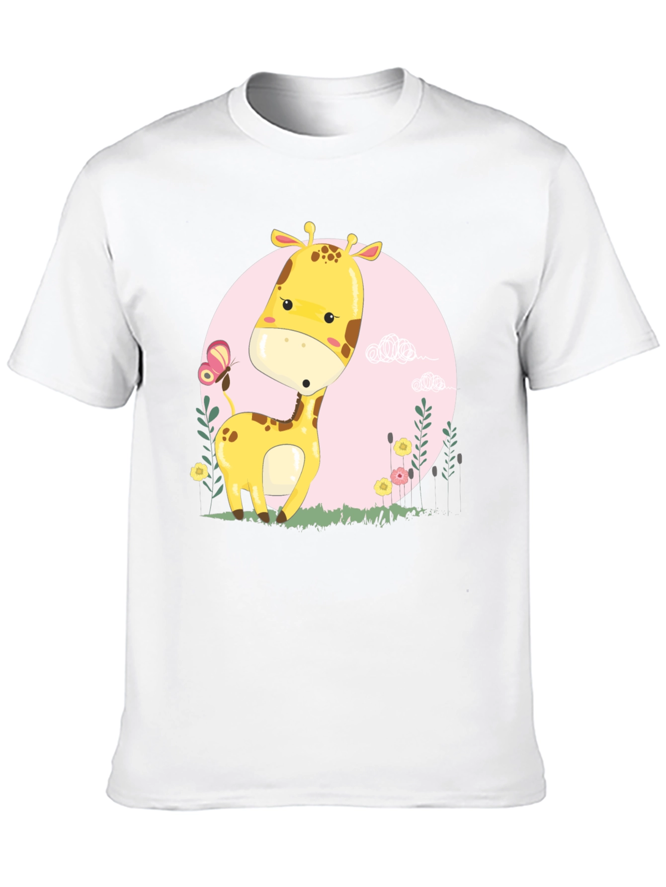 Black Cute Giraffe Cartoon Graphic Tee - Black view 10