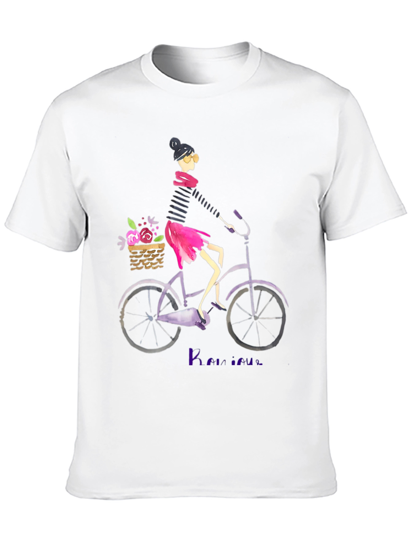 Black Woman on Bicycle Graphic Tee - Casual Black T-Shirt view 10