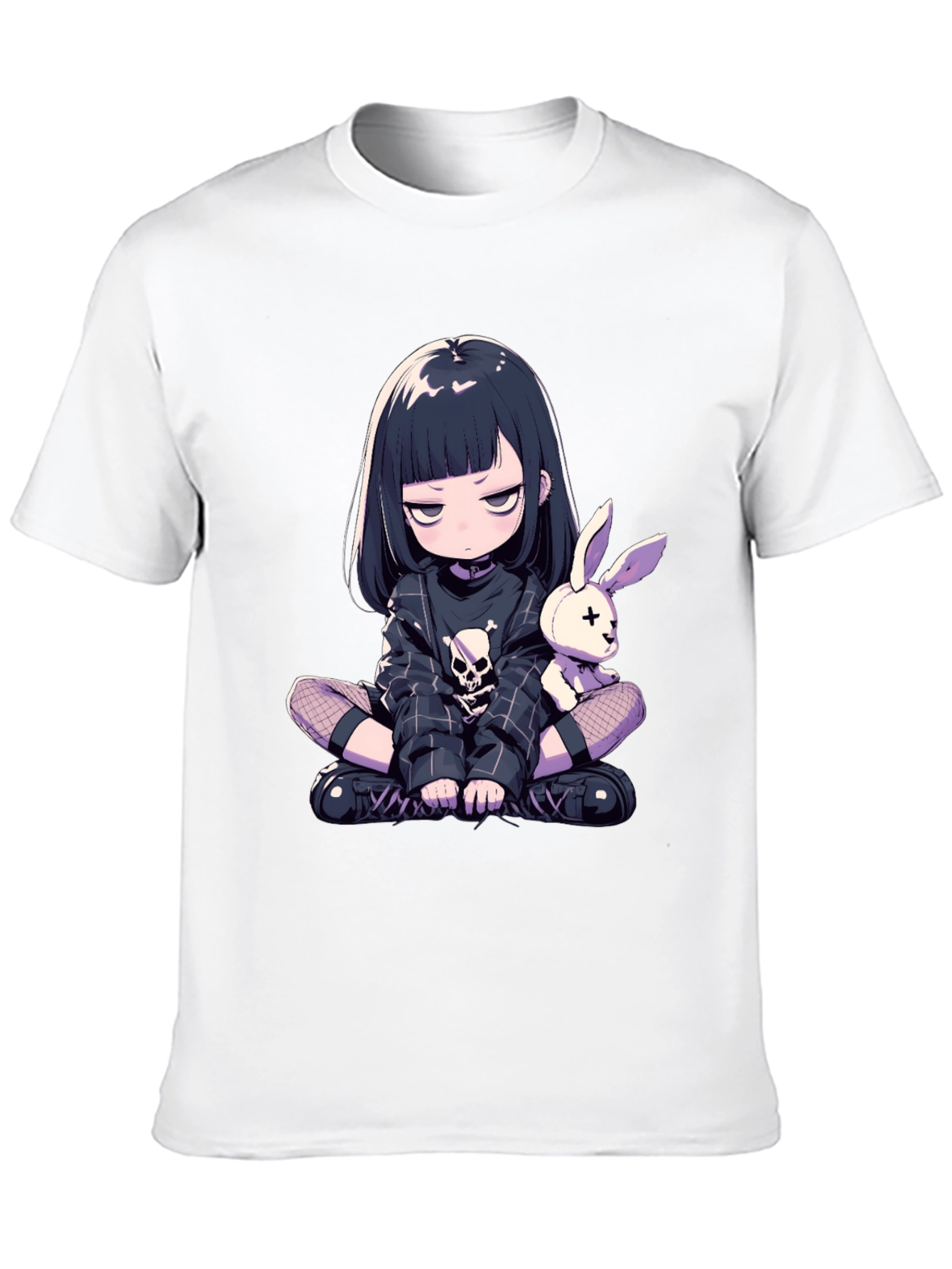 Black Anime Goth Girl T-Shirt view 10