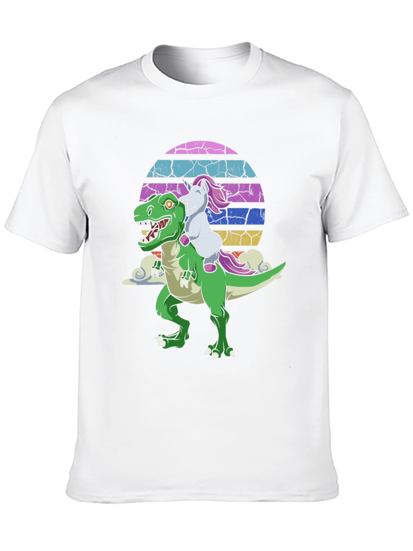 Black Dino & Unicorn Sunset T-Shirt view 10