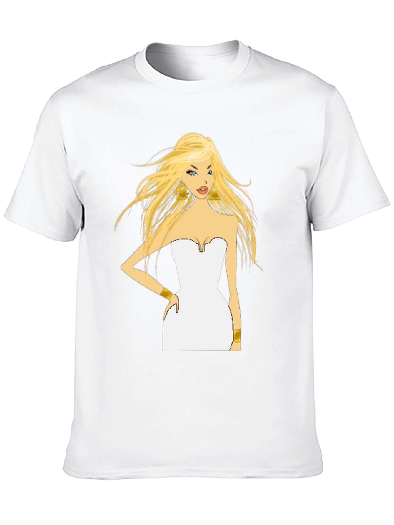 Black Blonde Cartoon Woman Black T-Shirt view 10