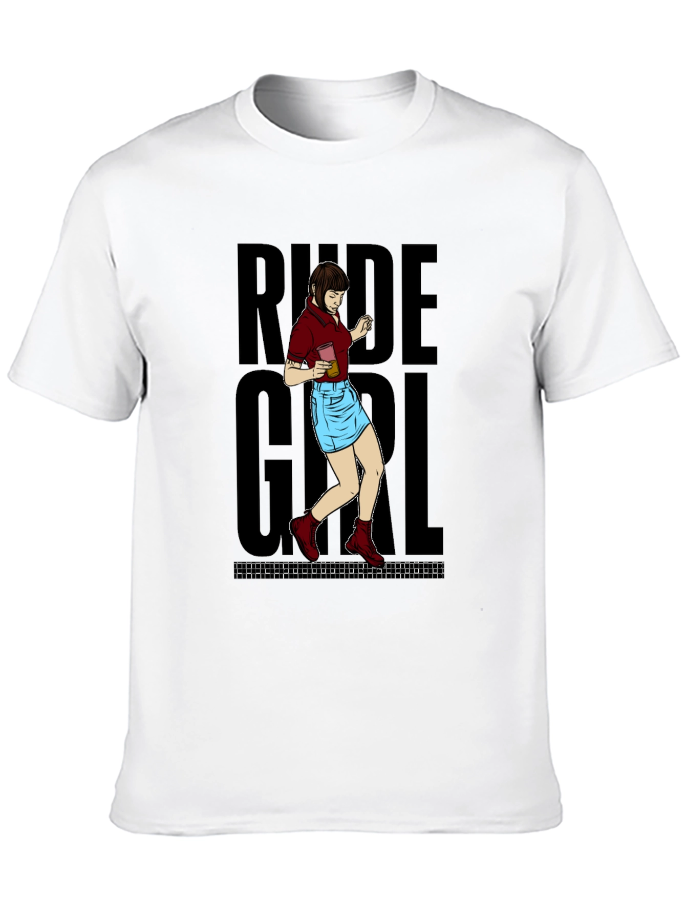 Black Rude Girl Graphic T-Shirt - Black Crew Neck Tee view 10