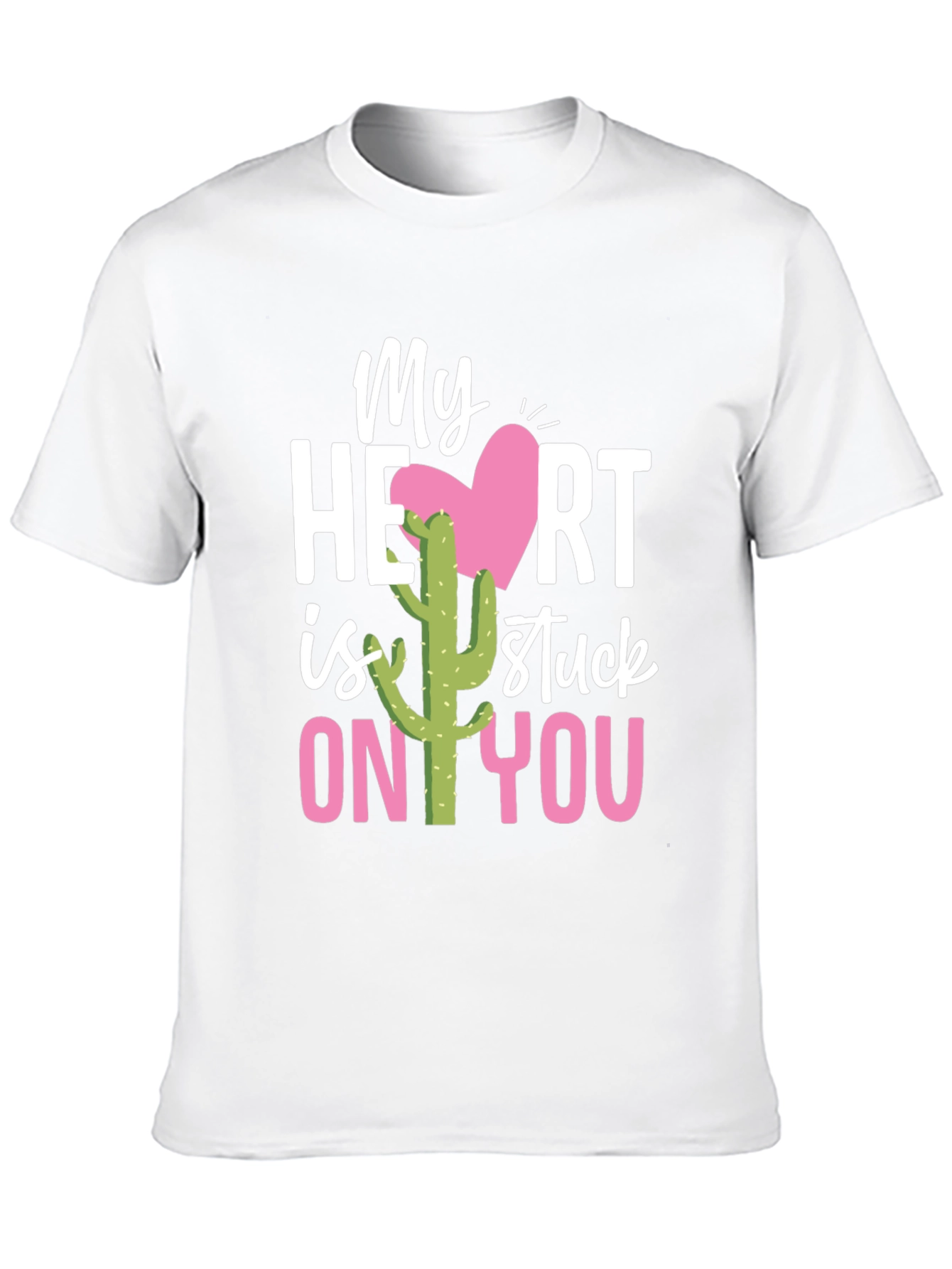 Black Stuck On You Valentine's Day Cactus T-Shirt view 10
