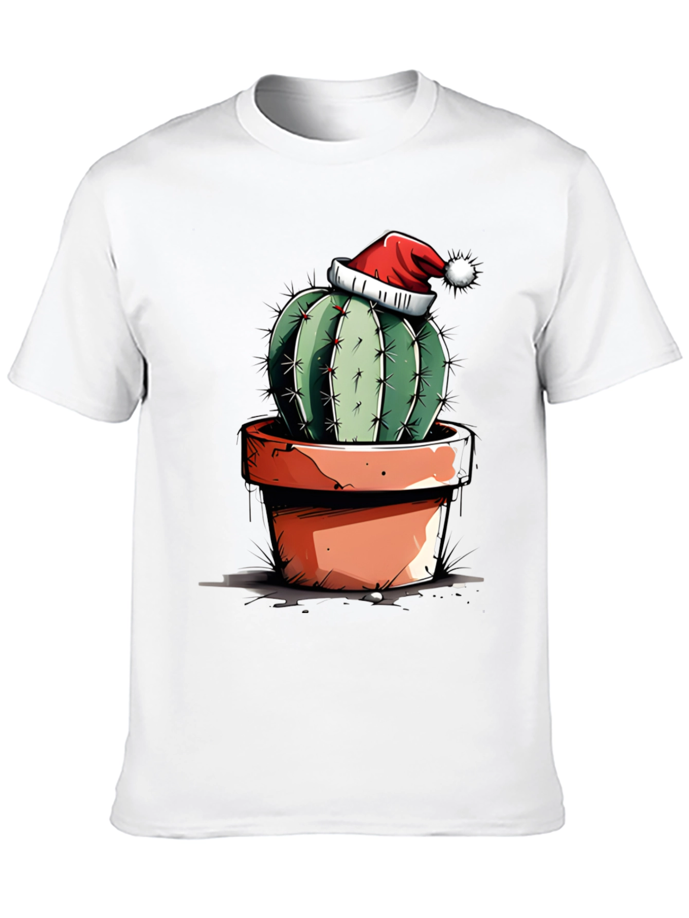 Black Festive Cactus Tee - Holiday Humor Shirt view 10