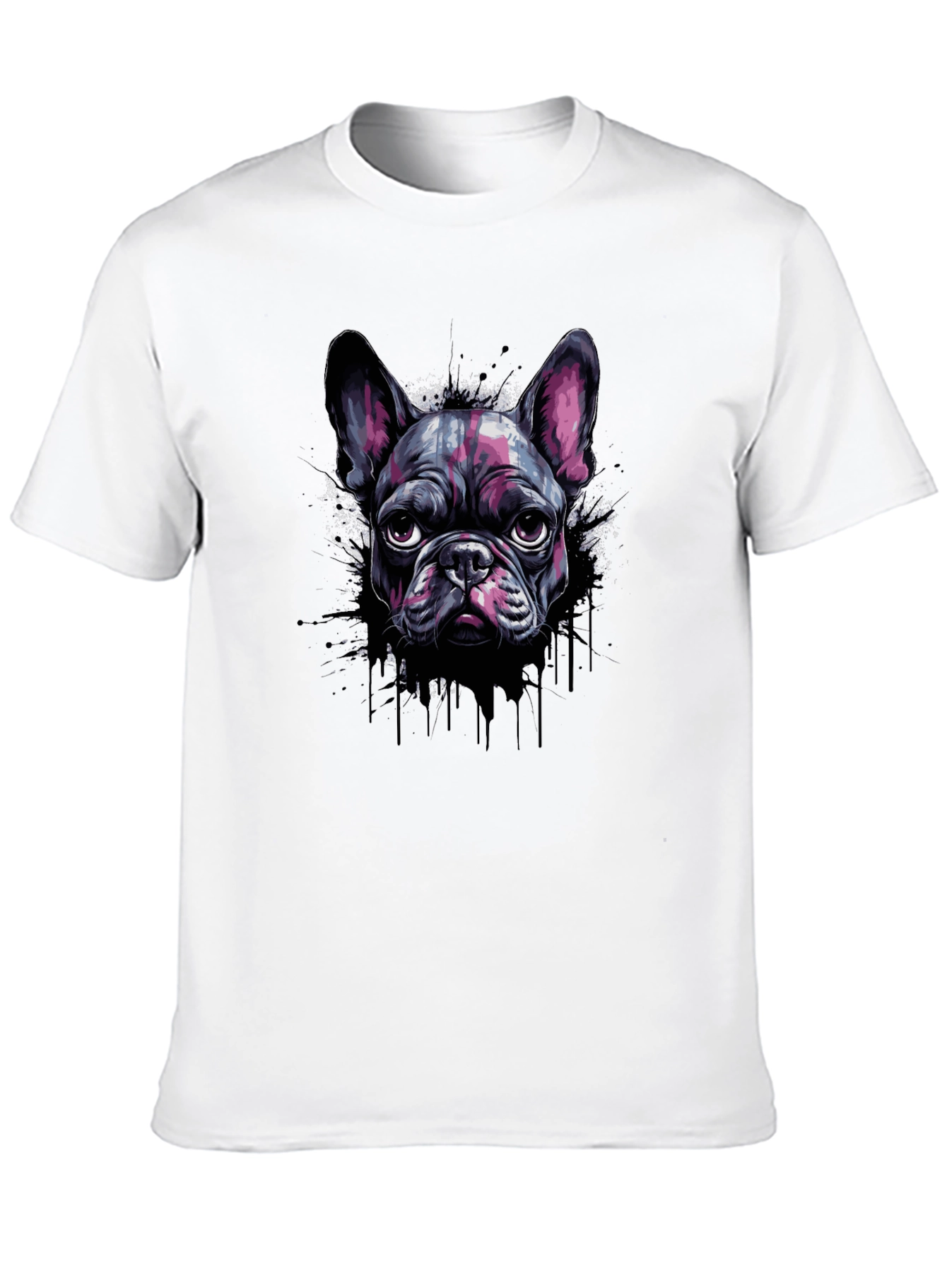 Black Cool French Bulldog Graphic Print Black T-Shirt view 10