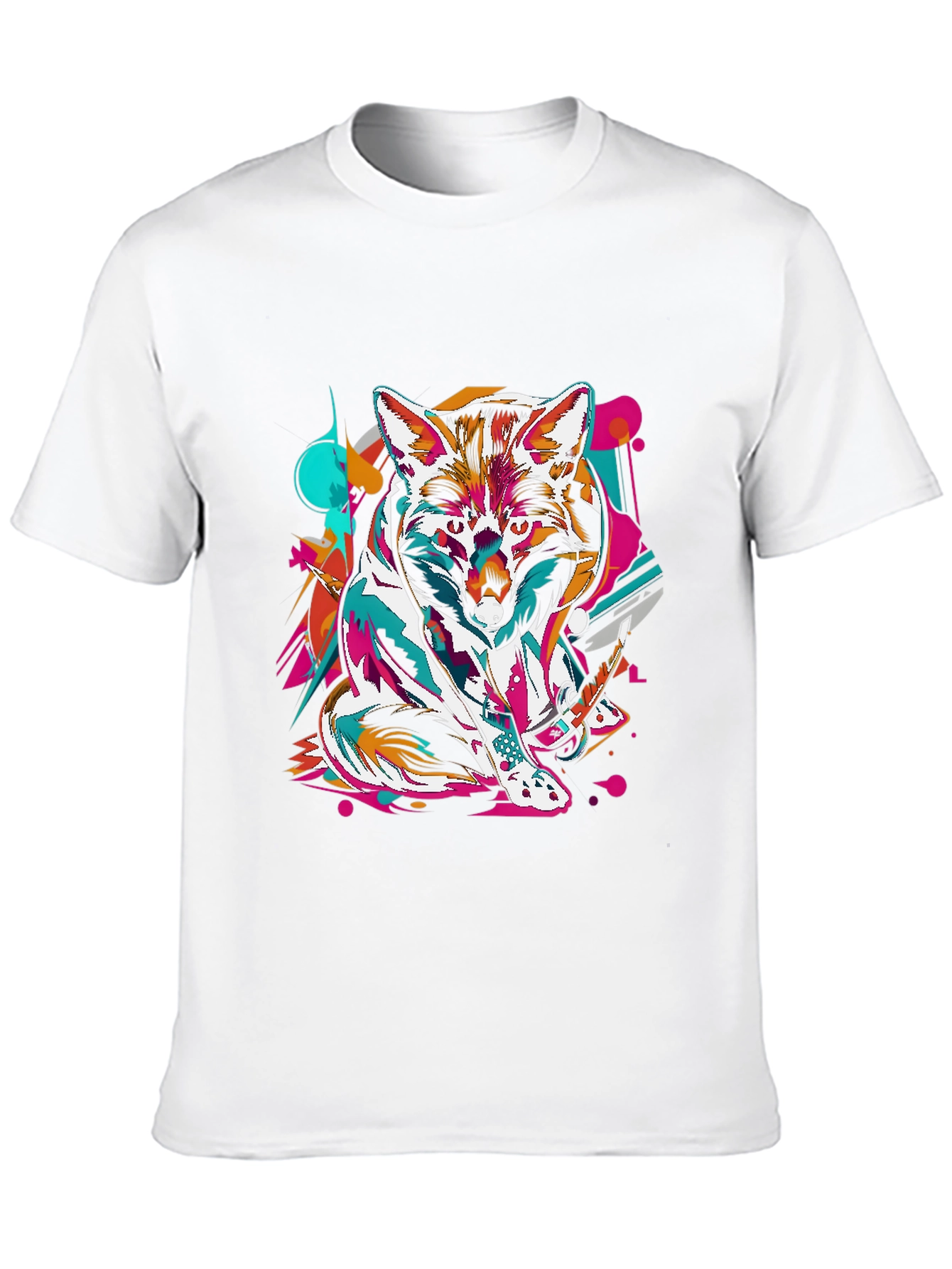 Black Abstract Fox Graphic Black T-Shirt view 10