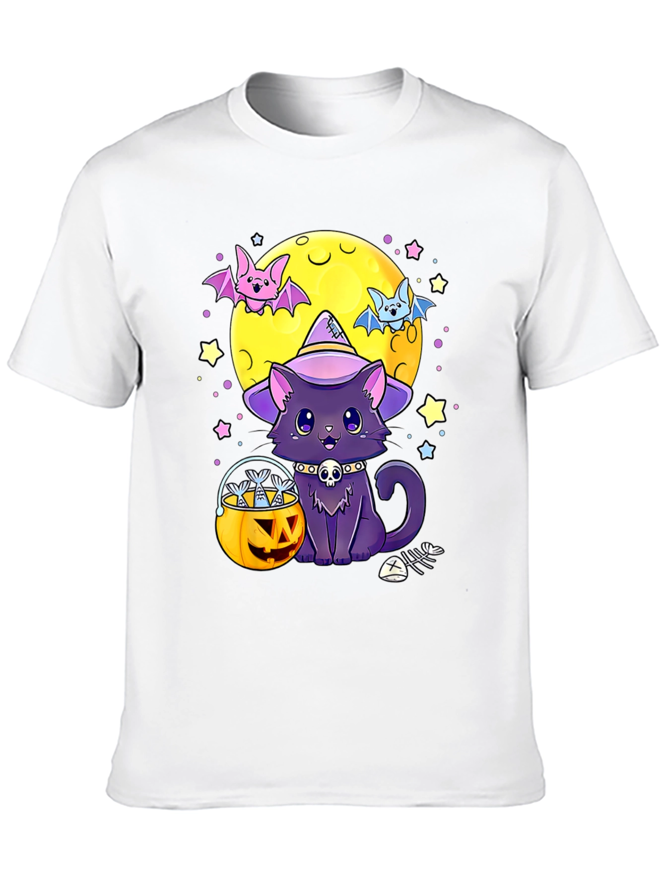 Black Halloween Cat Moon T-Shirt view 10