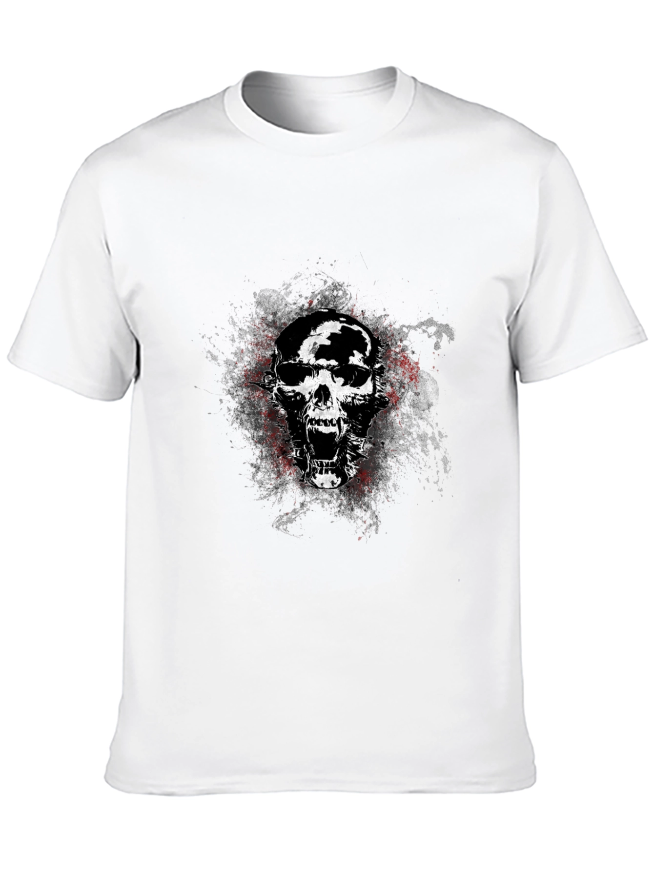Black Edgy Skull Graphic Tee - Black Cotton Blend T-Shirt view 10