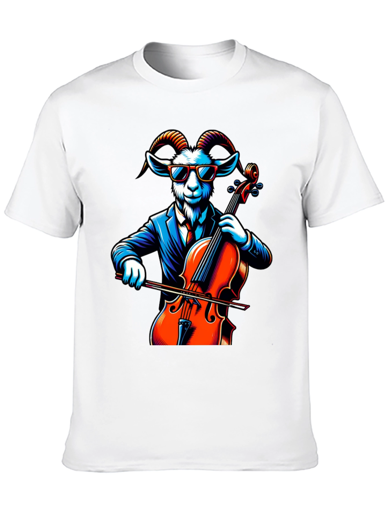 Black Goat Cellist Graphic Tee - Cool Animal Music Lover Shirt view 10