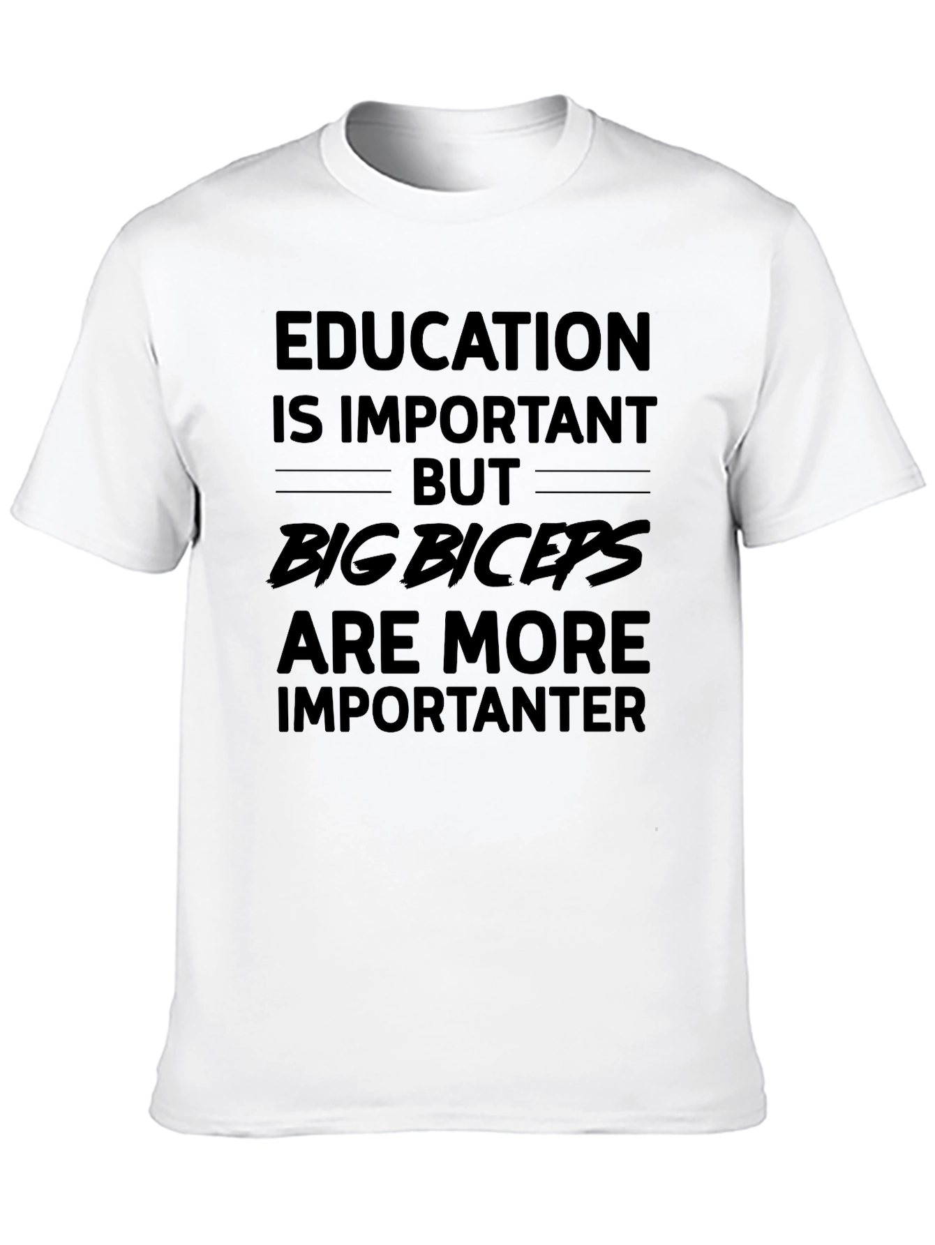 Black Funny Biceps T-Shirt - Education vs. Muscles view 10