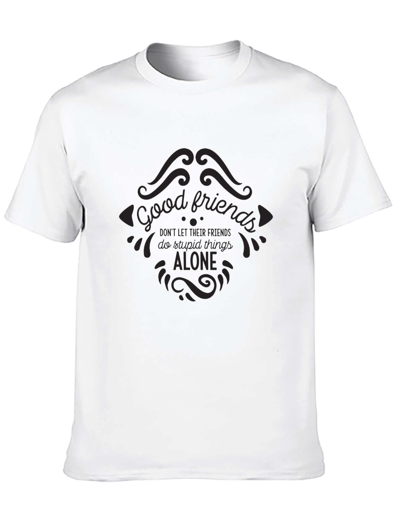 Black Good Friends Graphic Tee - Black Cotton T-Shirt view 10