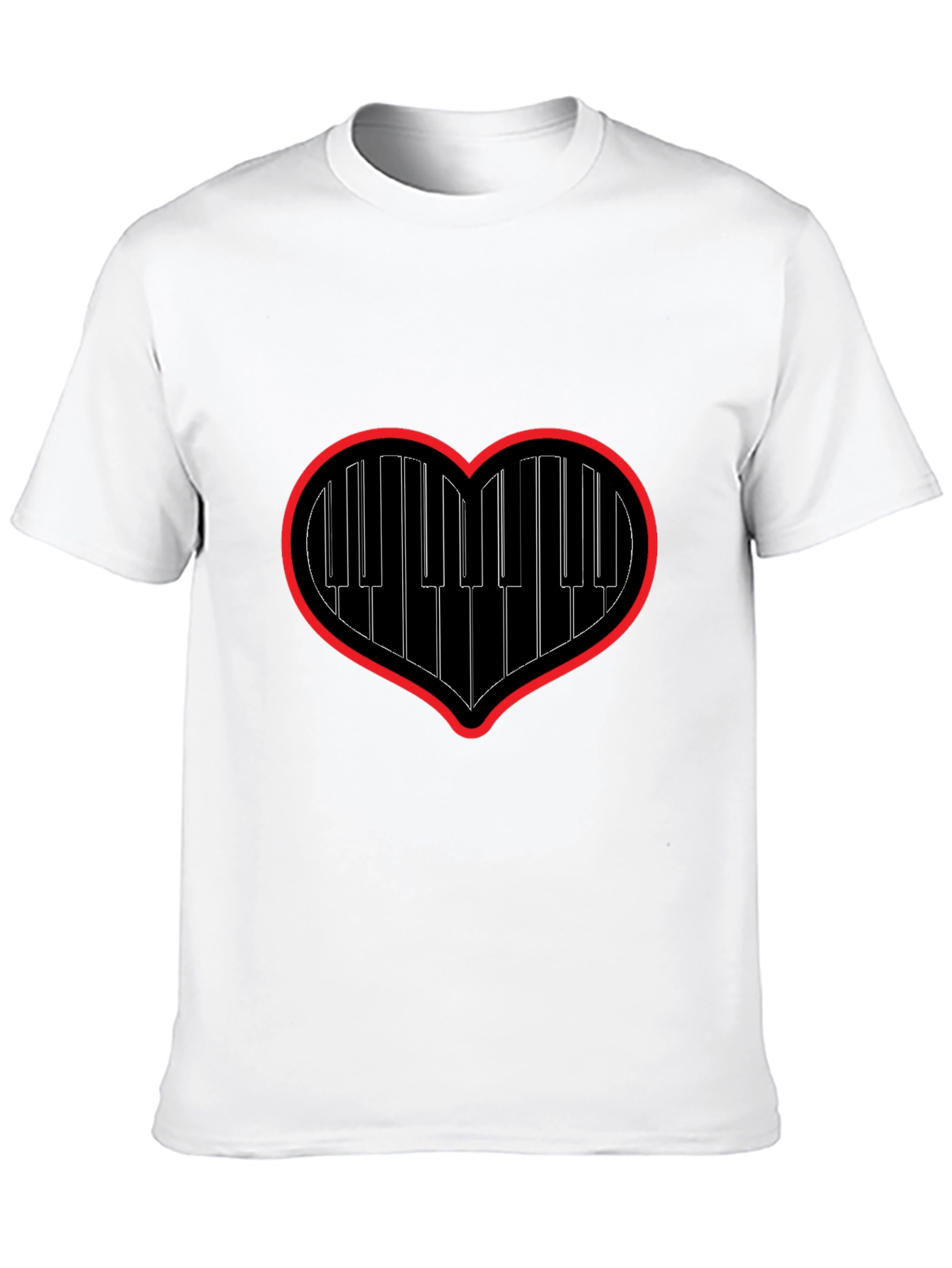 Black Piano Heartbeat Tee - Music Lover's Black T-Shirt view 10